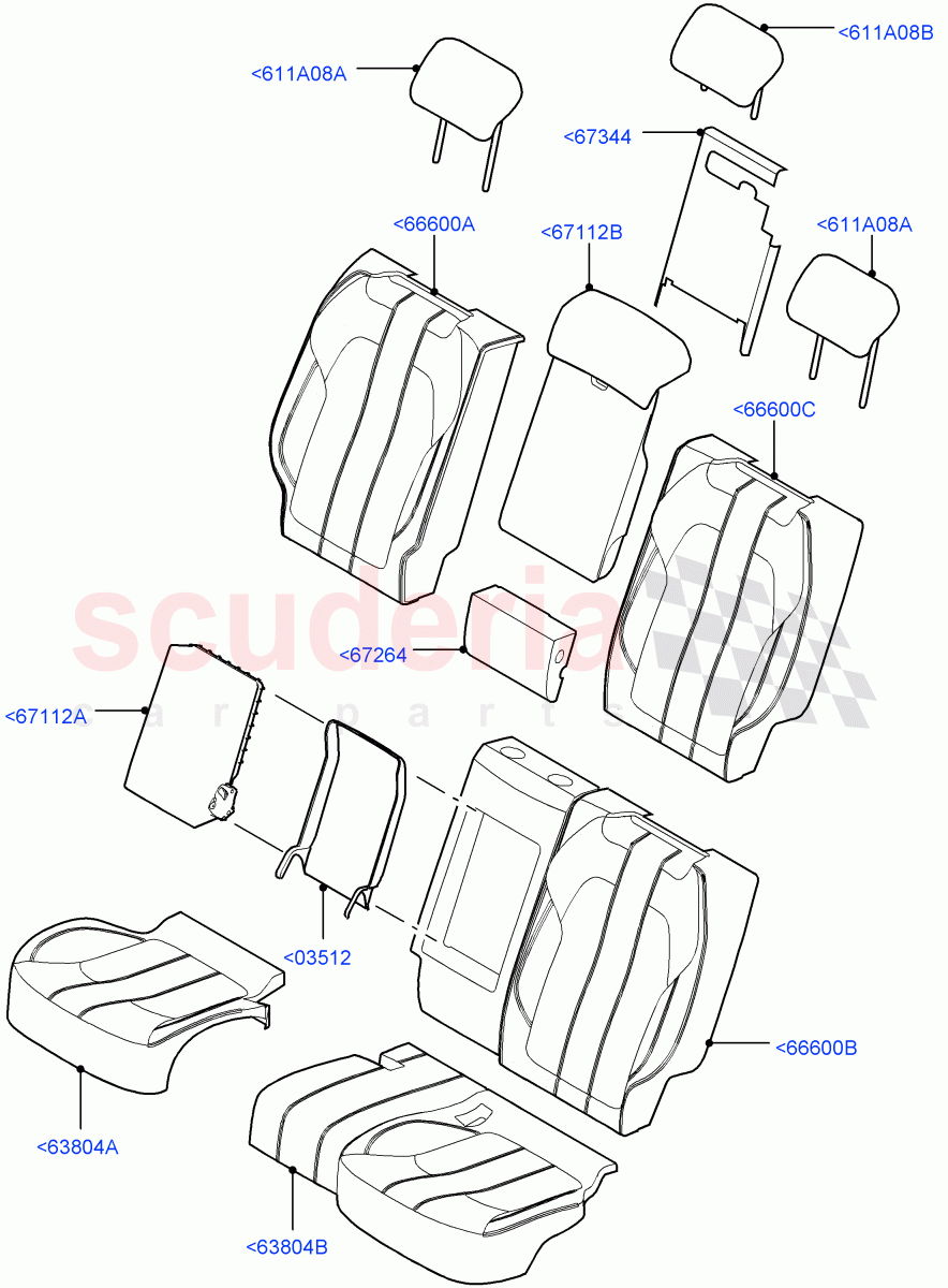 Rear Seat Covers (Leather Seat W/Alcantara Inserts) ((V) TOHA999999) of Land Rover Land Rover Range Rover Sport (2014+) [5.0 OHC SGDI SC V8 Petrol]