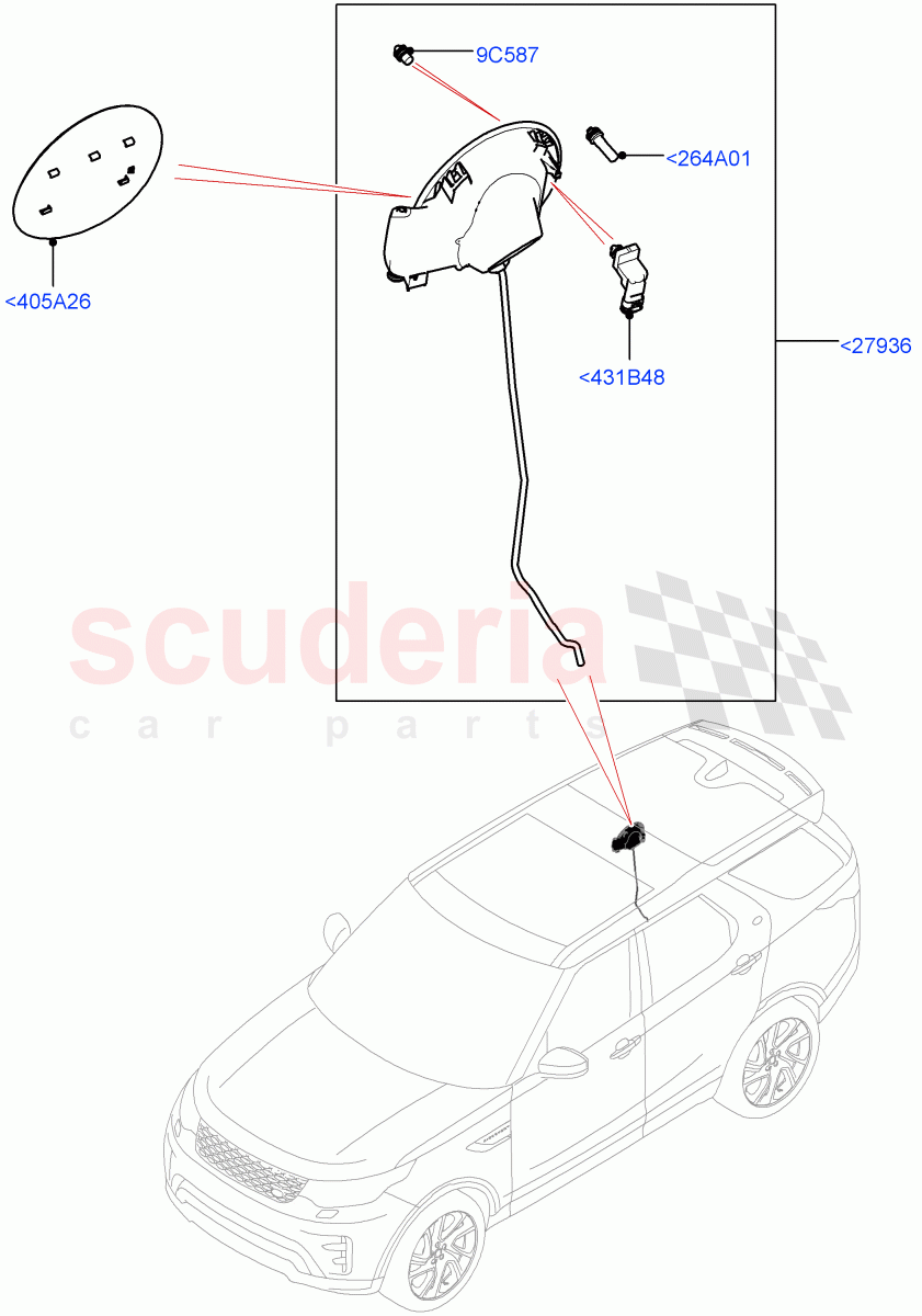 Fuel Tank Filler Door And Controls (Nitra Plant Build) ((V) FROMK2000001) of Land Rover Land Rover Discovery 5 (2017+) [2.0 Turbo Diesel]