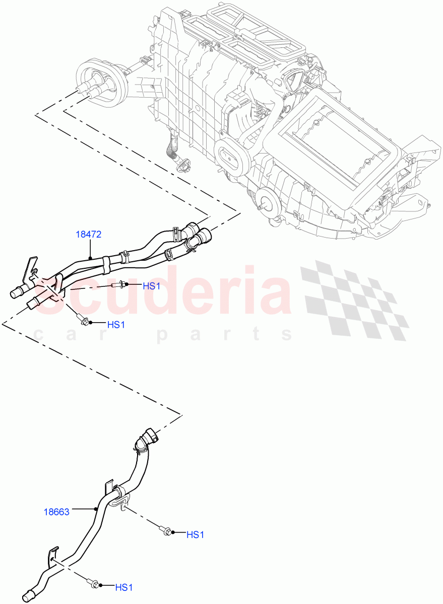 Heater Hoses (3.0 V6 D Gen2 Twin Turbo, With Ptc Heater, Less Heater) of Land Rover Land Rover Range Rover Velar (2017+) [3.0 DOHC GDI SC V6 Petrol]