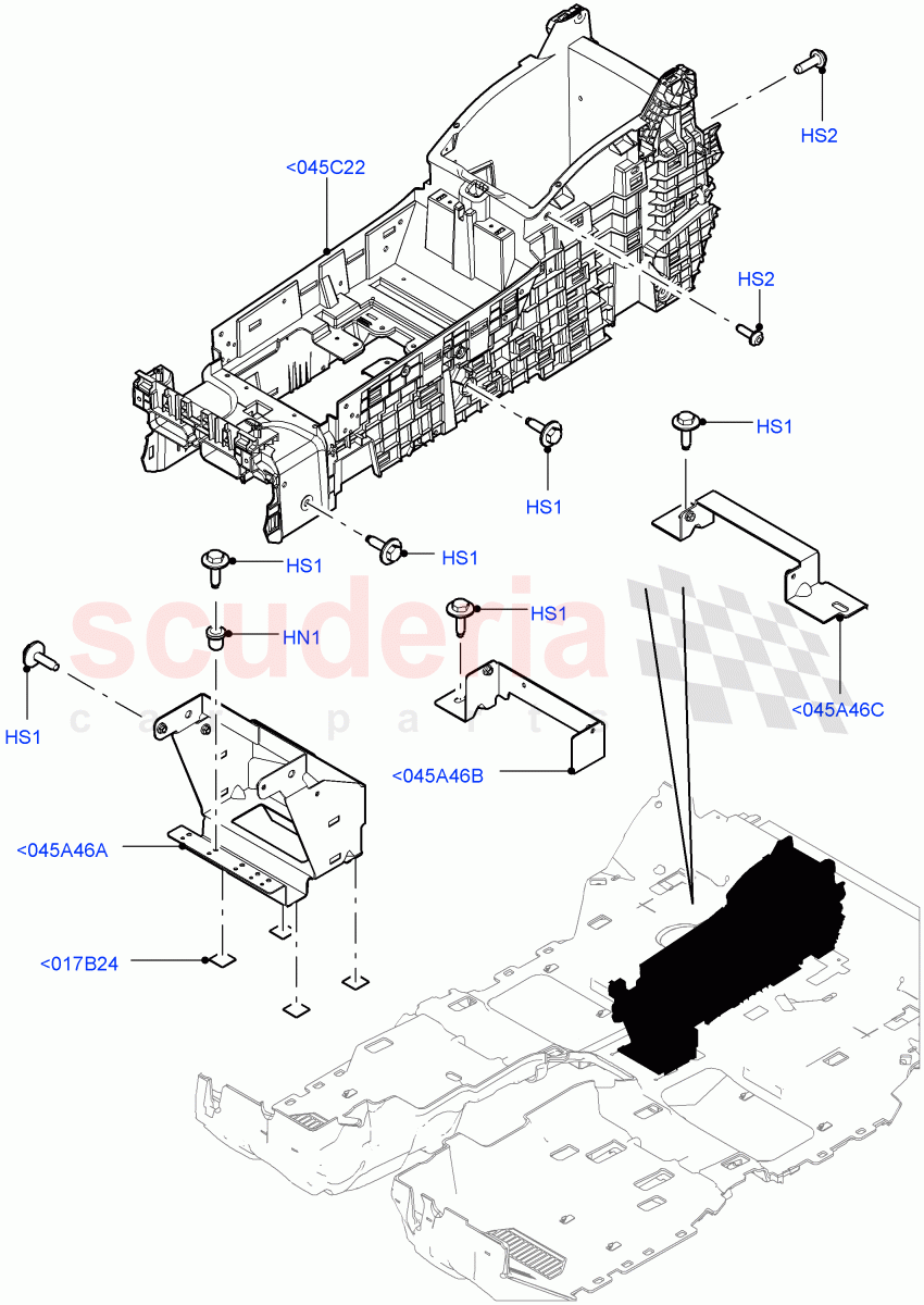 Console - Floor (Internal Components, Rear, For Carrier Assy) (With 40/40 Split Individual Rr Seat, Individual 2nd Row Seats SV) of Land Rover Land Rover Range Rover (2012-2021) [2.0 Turbo Petrol GTDI]