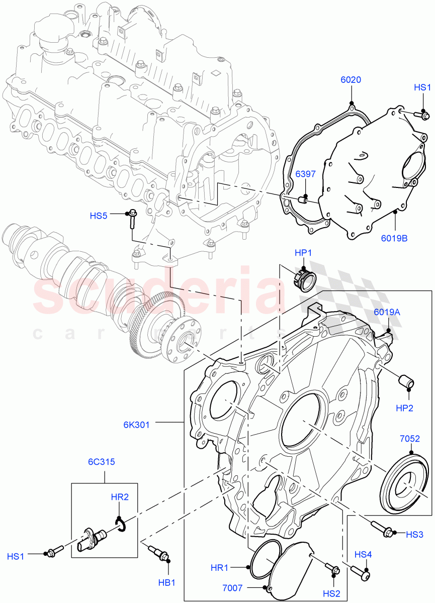 Timing Gear Covers (2.0L I4 DSL MID DOHC AJ200, Itatiaia (Brazil), 2.0L I4 DSL HIGH DOHC AJ200) ((V) FROMGT000001) of Land Rover Land Rover Range Rover Evoque (2012-2018) [2.0 Turbo Diesel]