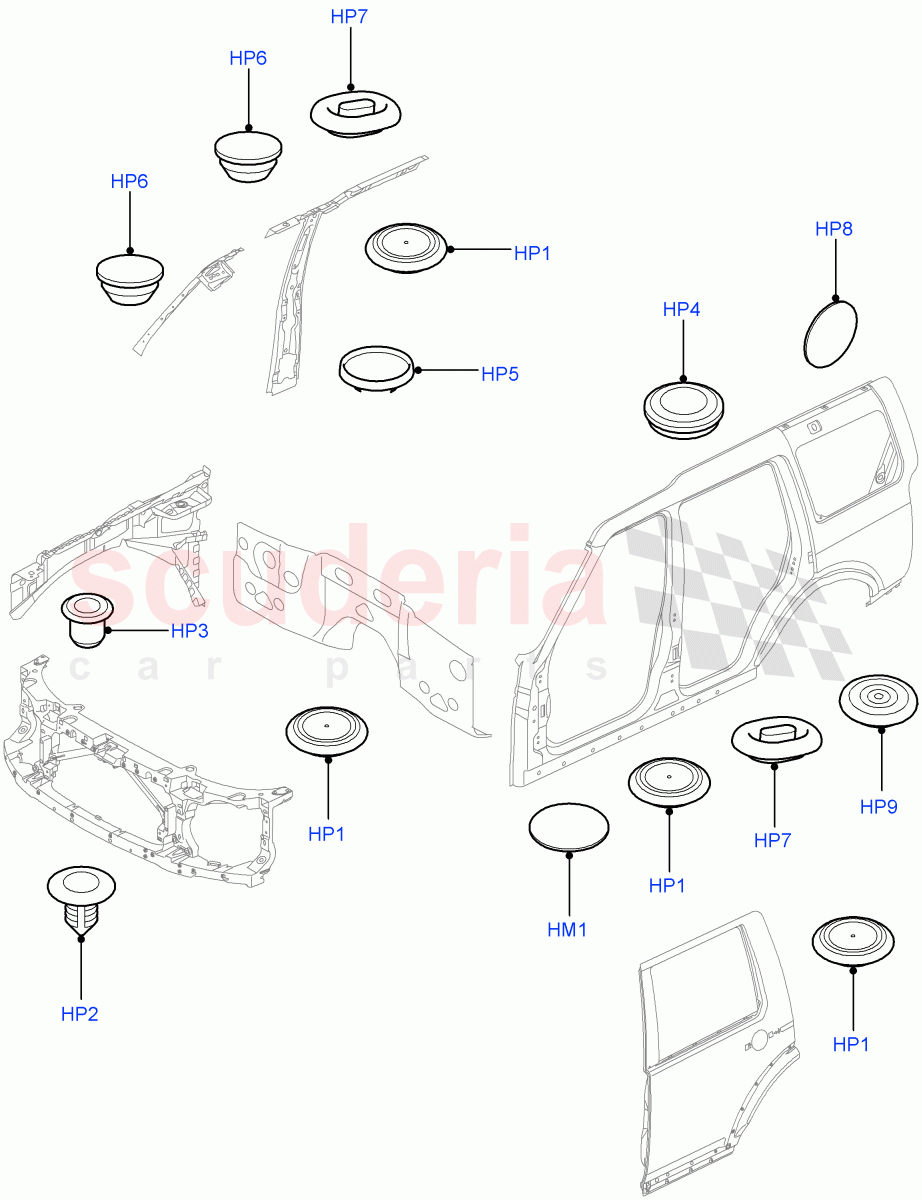 Plugs - Body (Front) ((V) FROMAA000001) of Land Rover Land Rover Discovery 4 (2010-2016) [3.0 Diesel 24V DOHC TC]