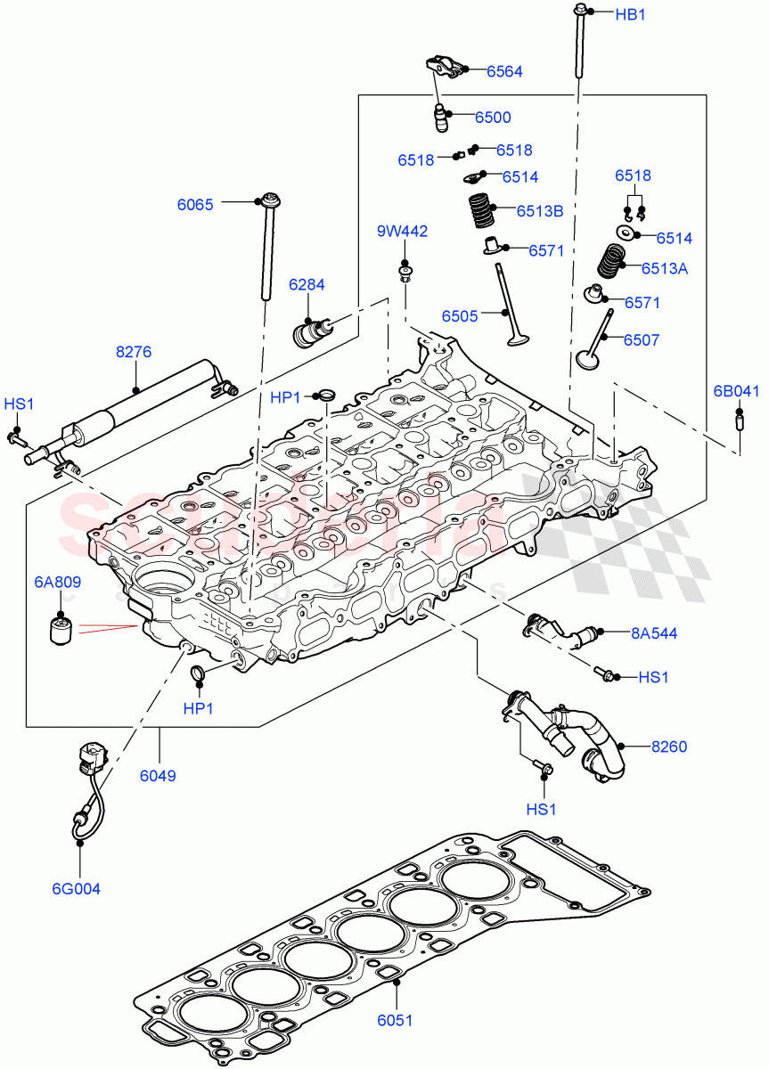 Cylinder Head (Nitra Plant Build) (3.0L AJ20P6 Petrol High) ((V) FROML2000001) of Land Rover Land Rover Discovery 5 (2017+) [3.0 I6 Turbo Petrol AJ20P6]