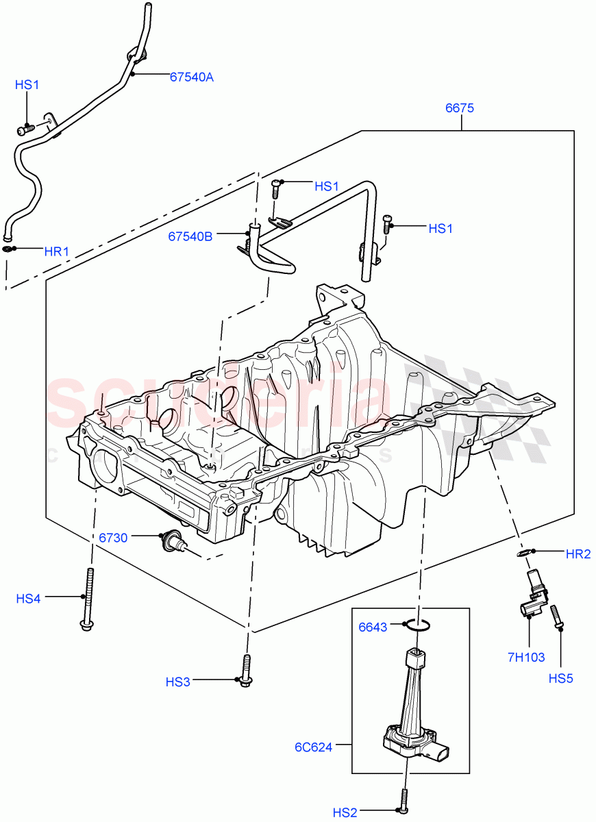 Oil Pan/Oil Level Indicator (5.0L OHC SGDI NA V8 Petrol - AJ133) ((V) FROMAA000001) of Land Rover Land Rover Range Rover Sport (2010-2013) [5.0 OHC SGDI NA V8 Petrol]