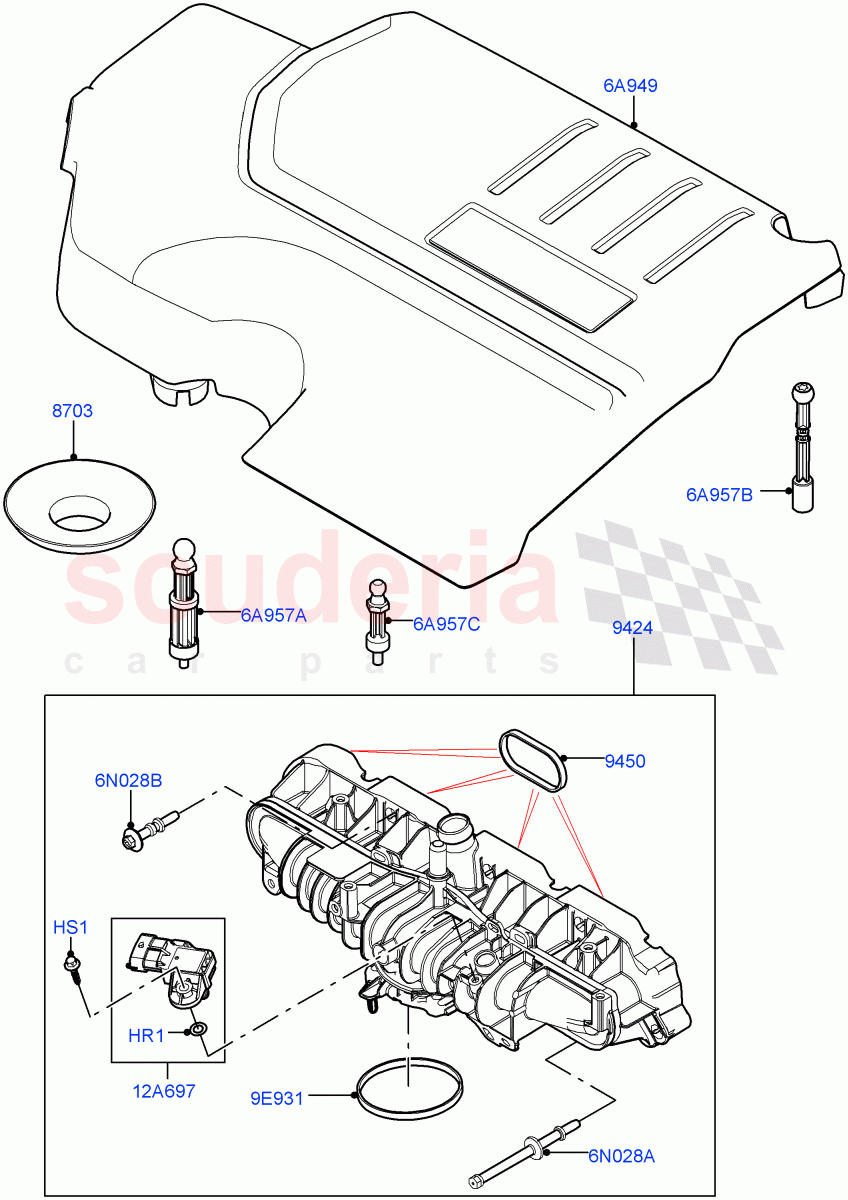 Inlet Manifold (2.0L I4 High DOHC AJ200 Petrol, Changsu (China), 2.0L I4 Mid DOHC AJ200 Petrol) of Land Rover Land Rover Discovery Sport (2015+) [2.0 Turbo Petrol AJ200P]