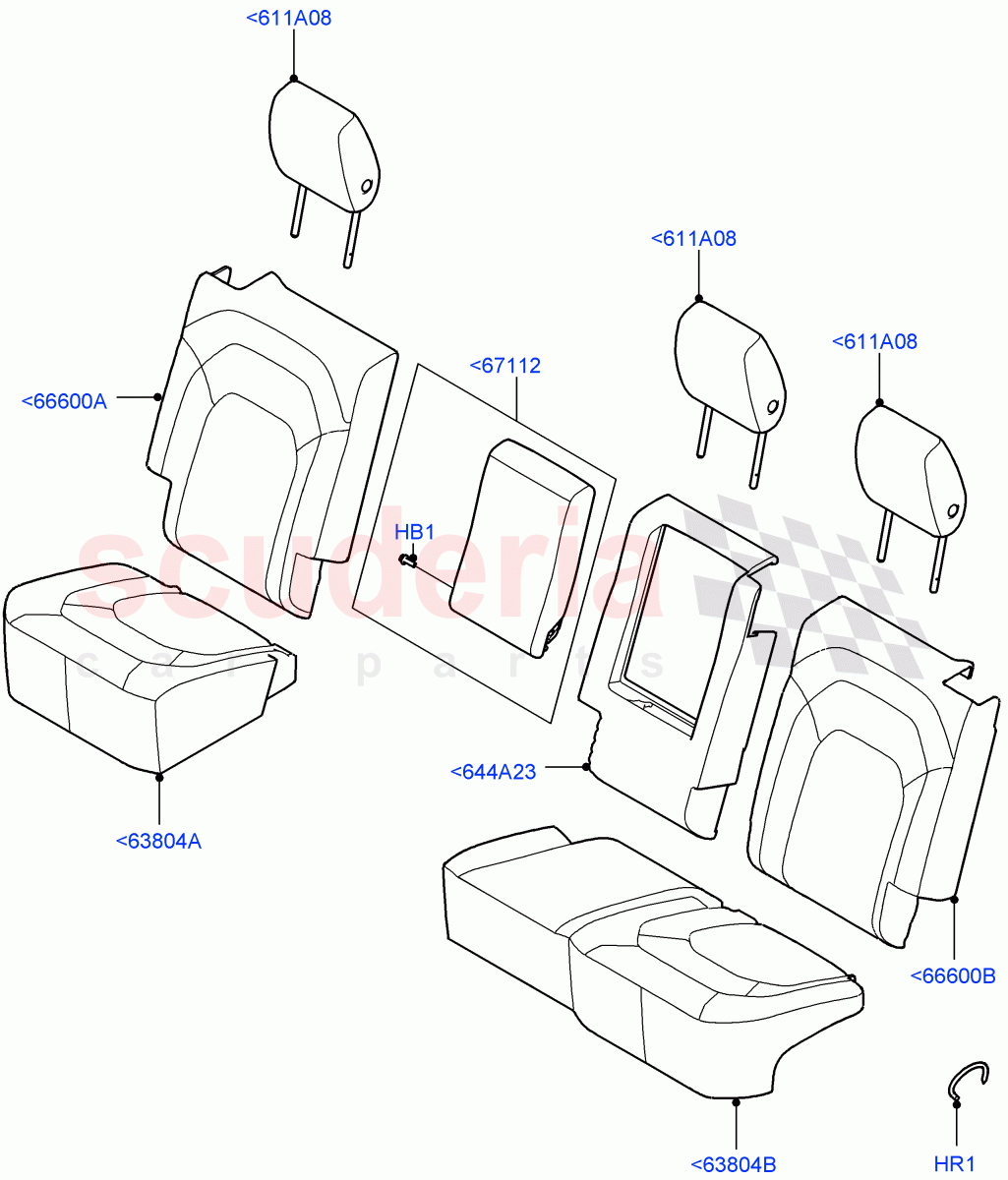 Rear Seat Covers (Taurus Leather, 60/40 Load Through With Slide) ((V) FROMP2000001) of Land Rover Land Rover Defender (2020+) [5.0 OHC SGDI SC V8 Petrol]
