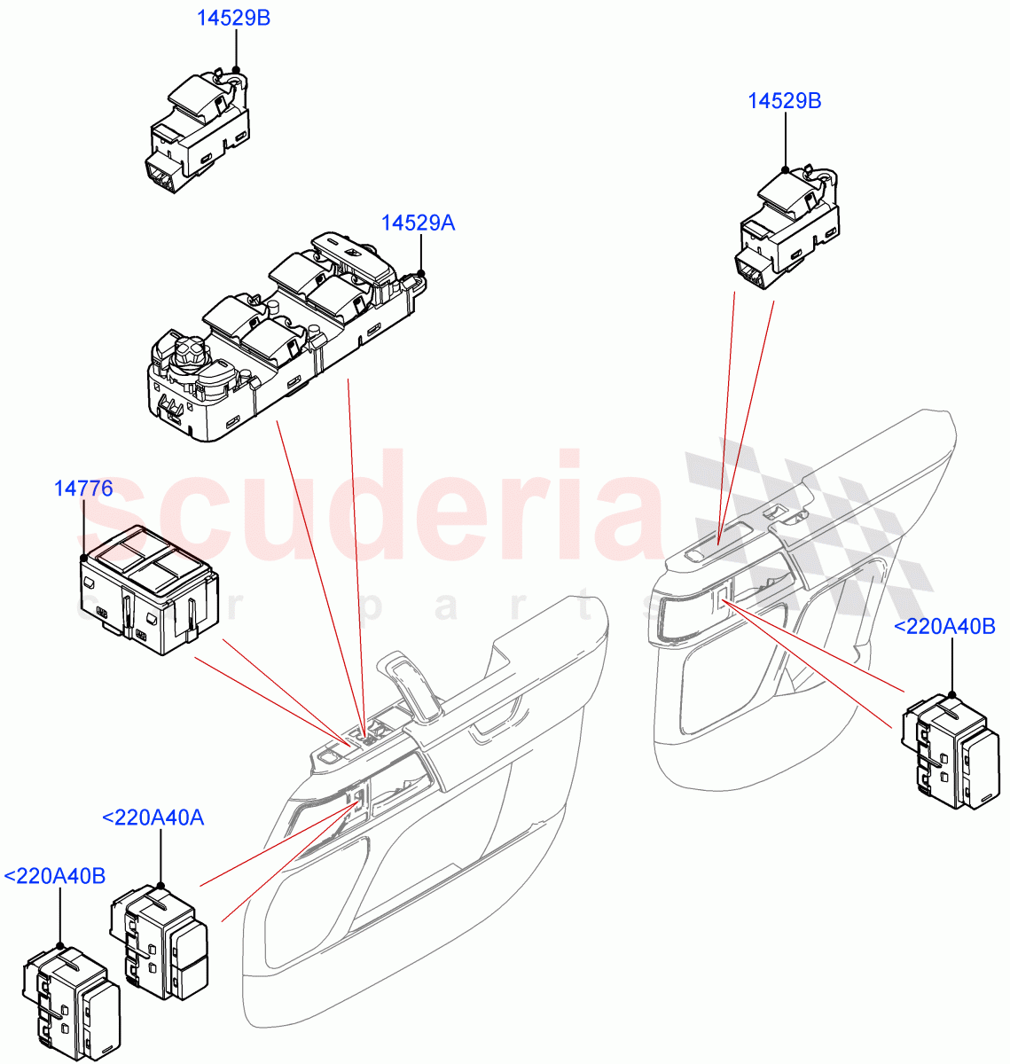 Switches (Door) (Standard Wheelbase, Long Wheelbase) of Land Rover Land Rover Defender (2020+) [5.0 OHC SGDI SC V8 Petrol]