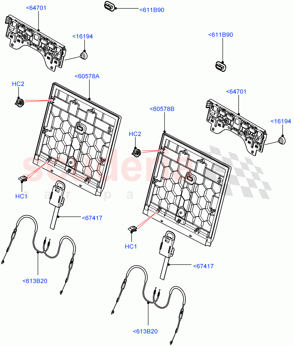Rear Seat Back (Halewood (UK), Third Row Dual Individual Seat, With 3rd Row Double Seat) of Land Rover Land Rover Discovery Sport (2015+) [1.5 I3 Turbo Petrol AJ20P3]