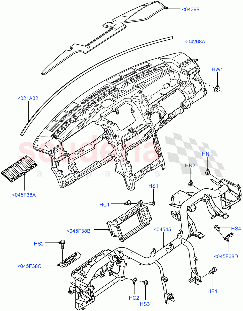 Instrument Panel (Internal Components) ((V) FROMAA000001) of Land Rover Land Rover Range Rover (2010-2012) [5.0 OHC SGDI SC V8 Petrol]