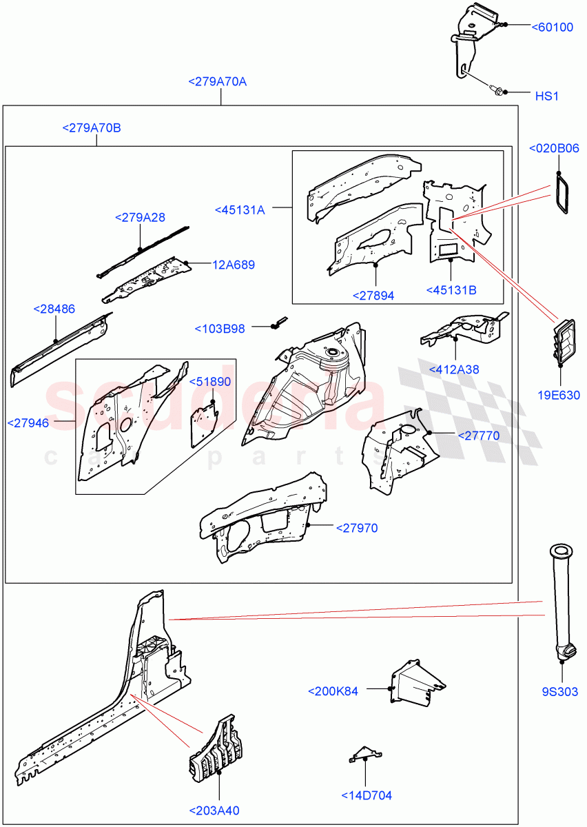 Side Panels - Inner (2 Door Convertible, Halewood (UK)) ((V) FROMGH125984) of Land Rover Land Rover Range Rover Evoque (2012-2018) [2.0 Turbo Diesel]