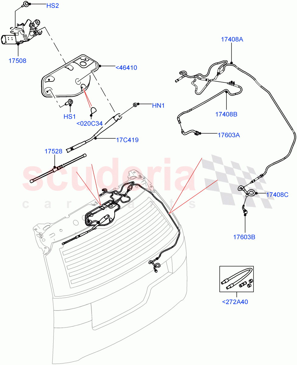 Rear Window Wiper And Washer (Solihull Plant Build) ((V) FROMHA000001) of Land Rover Land Rover Discovery 5 (2017+) [3.0 I6 Turbo Diesel AJ20D6]