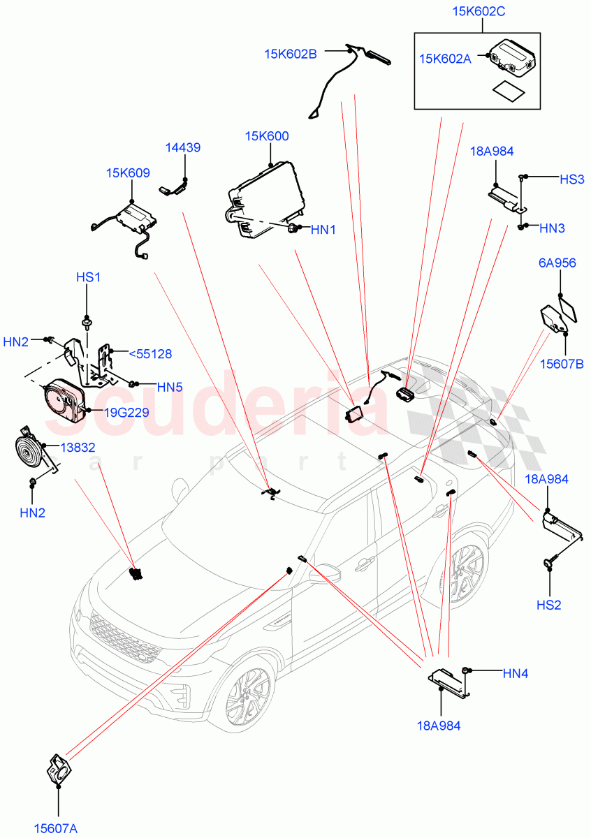 Anti-Theft Alarm Systems (Nitra Plant Build) ((V) FROMK2000001) of Land Rover Land Rover Discovery 5 (2017+) [2.0 Turbo Petrol AJ200P]