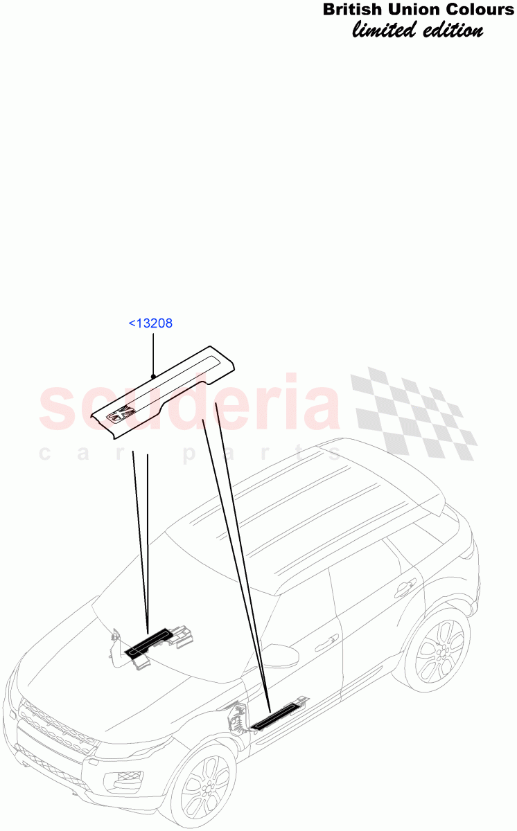 Side Trim (Union Colours LE, Union Mono Colours LE) (5 Door, Front Scuff Plate - Union Flag, Halewood (UK)) ((V) FROMFH000001) of Land Rover Land Rover Range Rover Evoque (2012-2018) [2.0 Turbo Diesel]