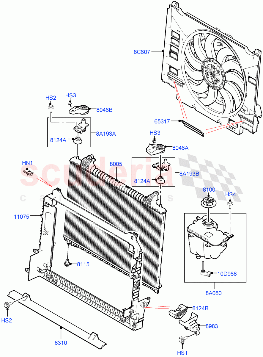 Radiator/Coolant Overflow Container (Main Unit) (3.0L DOHC GDI SC V6 PETROL) of Land Rover Land Rover Range Rover Velar (2017+) [3.0 DOHC GDI SC V6 Petrol]