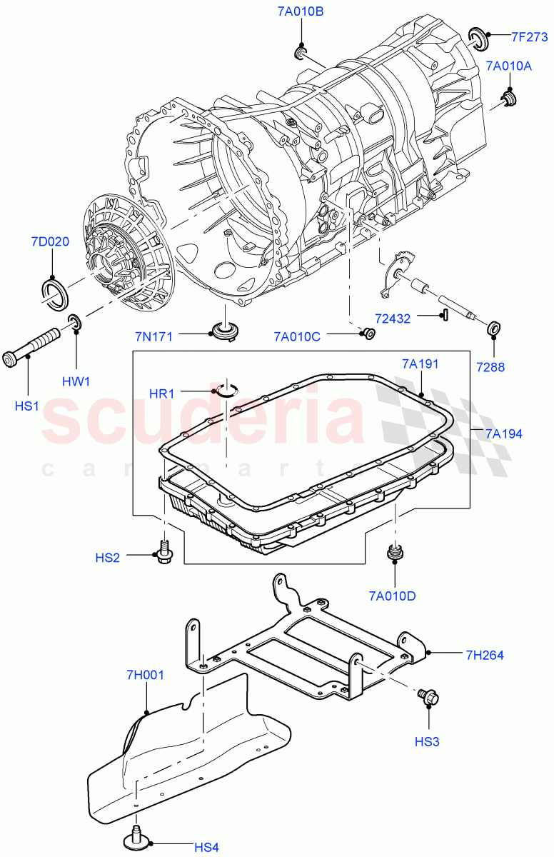 Transmission External Components (3.0 V6 Diesel, 6 Speed Auto Transmission ZF 6HP28, 5.0L OHC SGDI SC V8 Petrol - AJ133, 5.0L OHC SGDI NA V8 Petrol - AJ133) ((V) FROMAA000001) of Land Rover Land Rover Range Rover Sport (2010-2013) [3.6 V8 32V DOHC EFI Diesel]