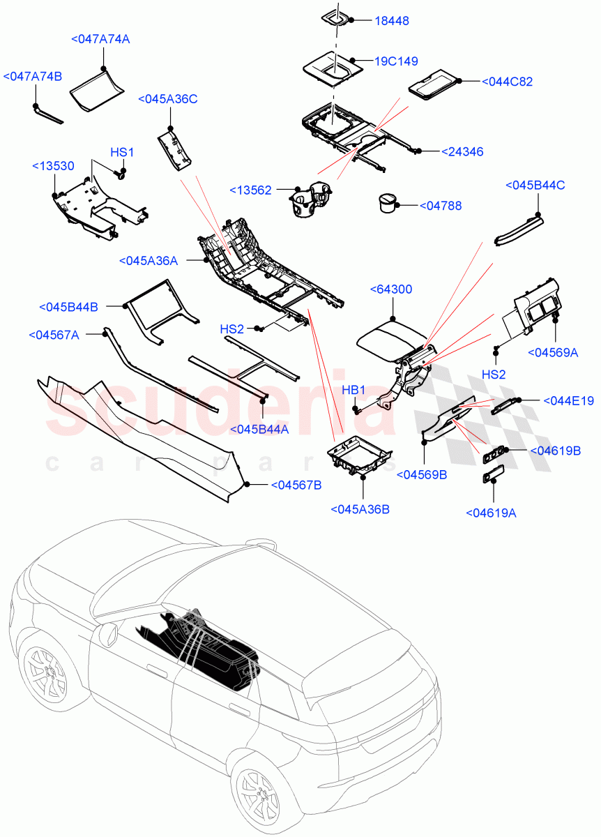 Console - Floor (External Components) (Itatiaia (Brazil)) of Land Rover Land Rover Range Rover Evoque (2019+) [1.5 I3 Turbo Petrol AJ20P3]