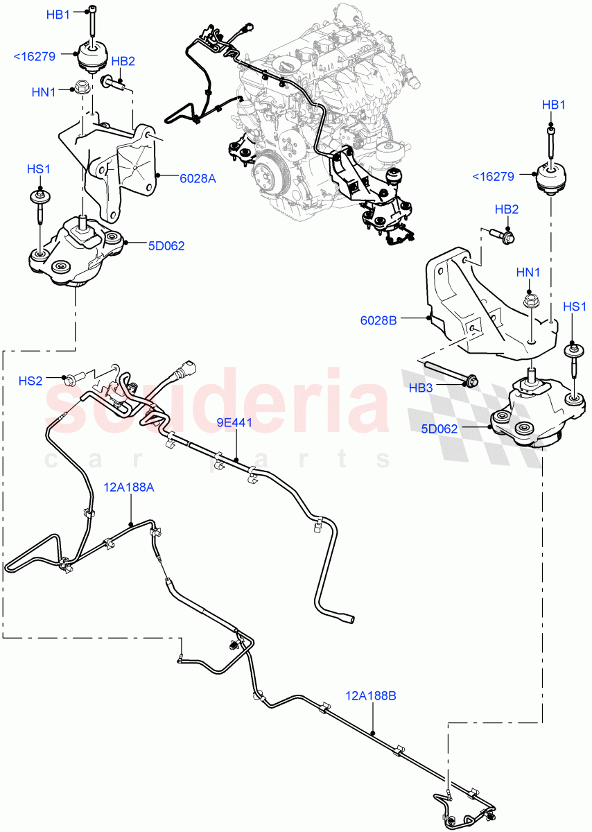 Engine Mounting (2.0L 16V TIVCT T/C 240PS Petrol) ((V) FROMFA000001) of Land Rover Land Rover Range Rover (2012-2021) [3.0 Diesel 24V DOHC TC]