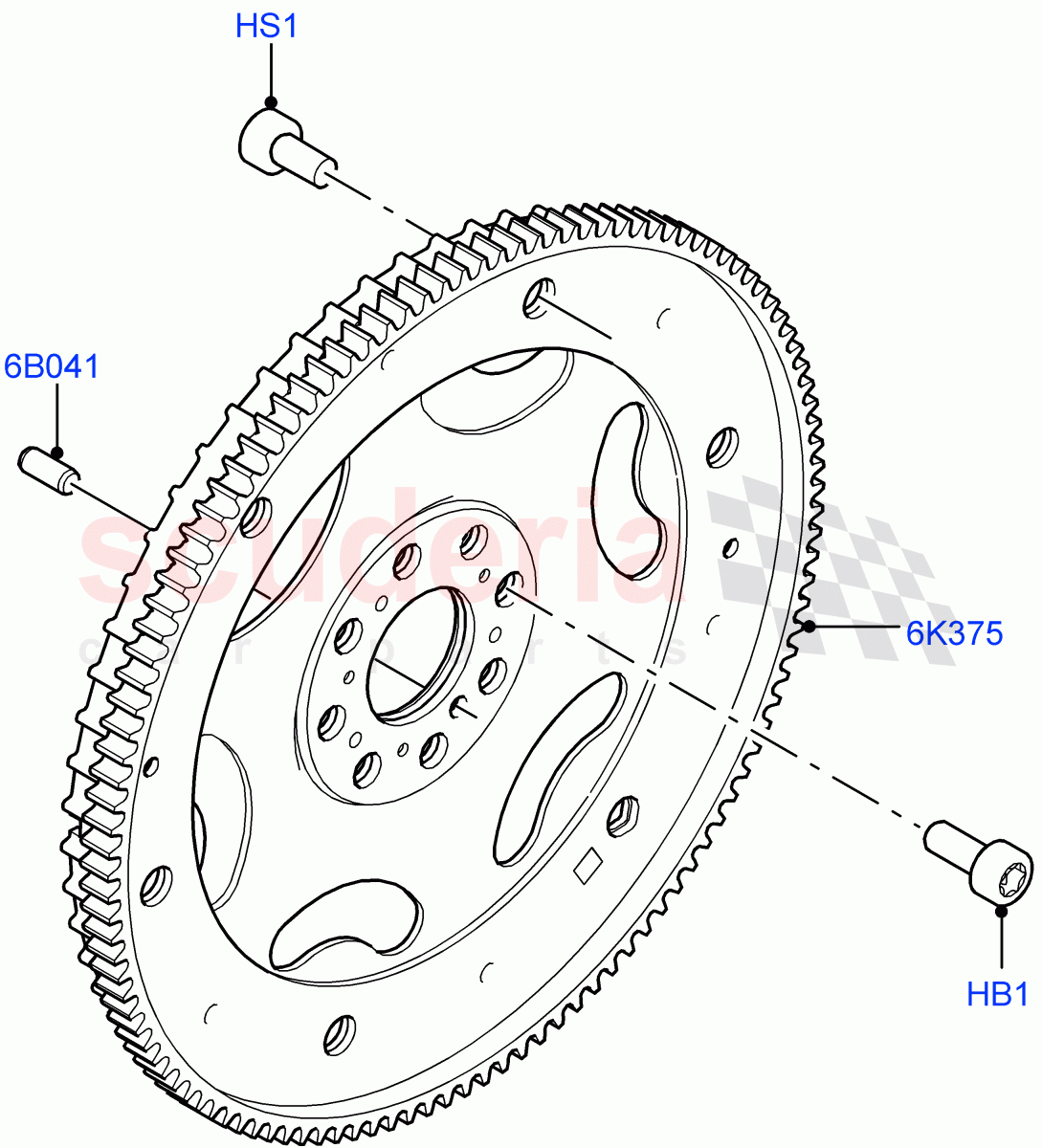 Flywheel (1.5L AJ20P3 Petrol High PHEV, Halewood (UK), 1.5L AJ20P3 Petrol High) ((V) FROMLH000001) of Land Rover Land Rover Range Rover Evoque (2019+) [1.5 I3 Turbo Petrol AJ20P3]