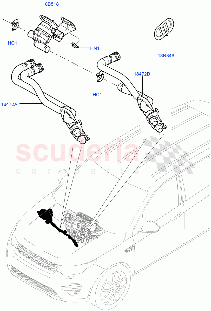 Heater Hoses (Changsu (China)) ((V) FROMFG000001, (V) TOKG446856) of Land Rover Land Rover Discovery Sport (2015+) [2.2 Single Turbo Diesel]