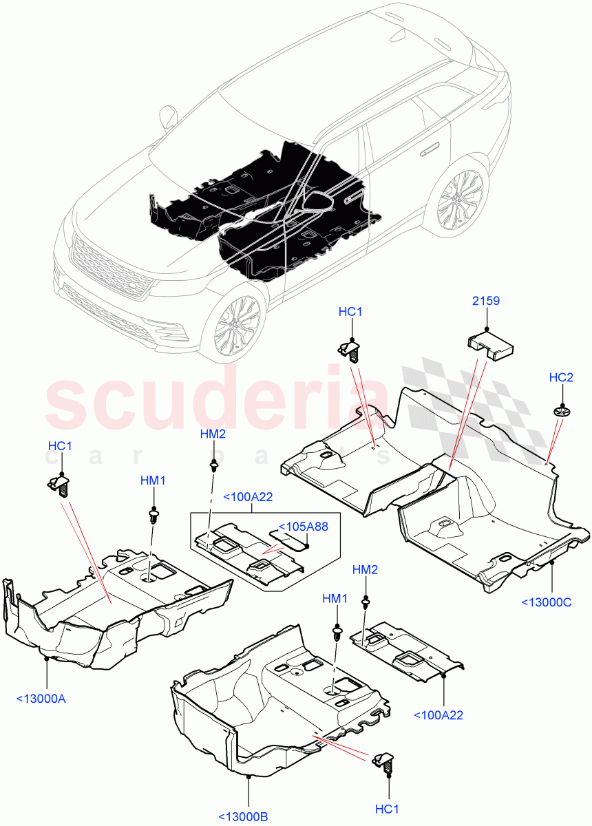 Floor Trim (Floor Carpets) of Land Rover Land Rover Range Rover Velar (2017+) [3.0 DOHC GDI SC V6 Petrol]