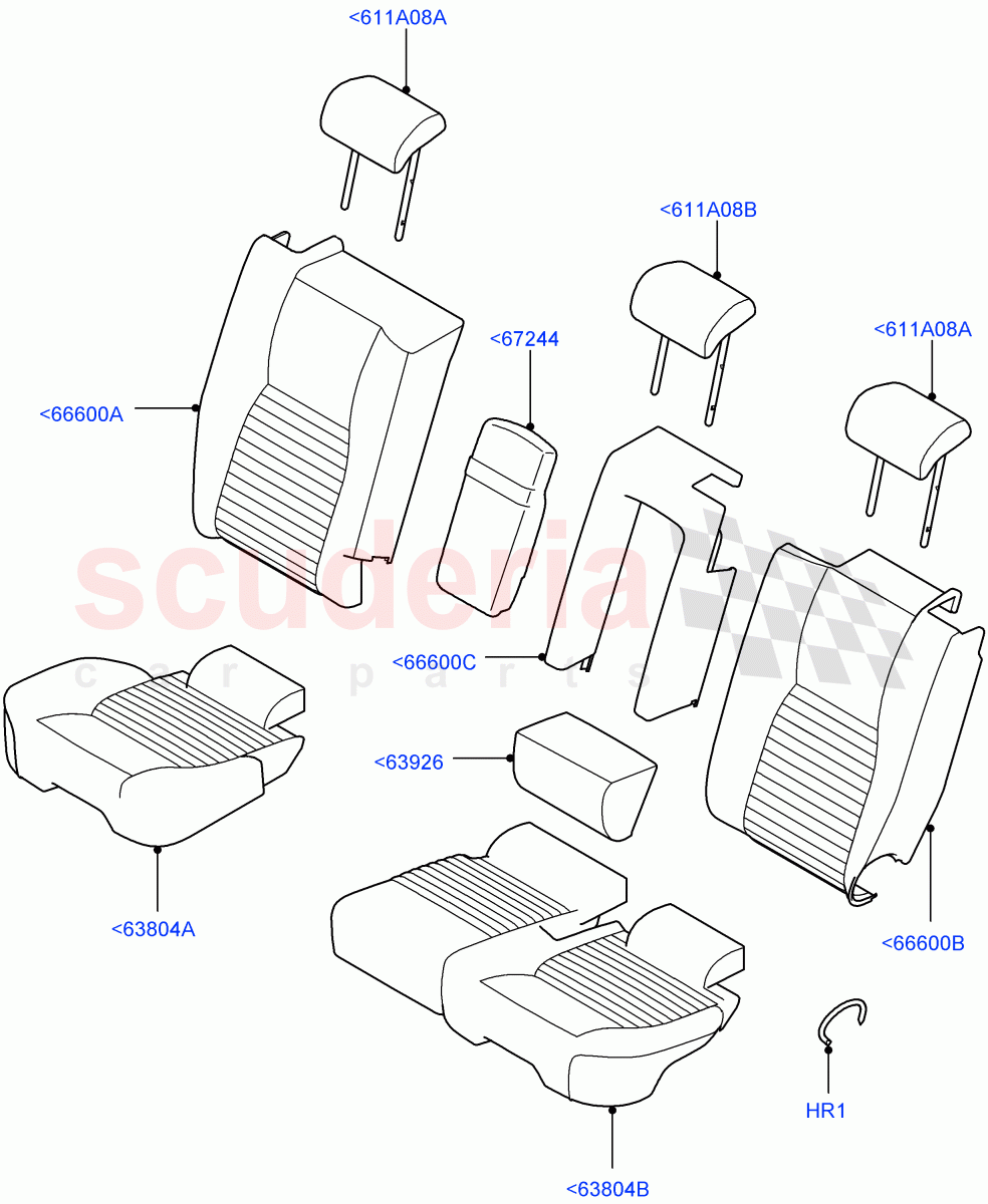 Rear Seat Covers (Grained Cloth, Halewood (UK), With 60/40 Manual Fold Thru Rr Seat) ((V) TOKH999999) of Land Rover Land Rover Discovery Sport (2015+) [2.0 Turbo Petrol GTDI]