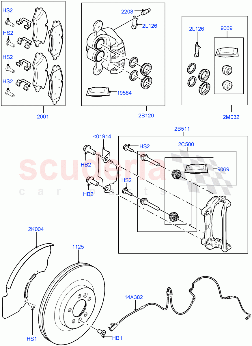 Front Brake Discs And Calipers (Front Disc And Caliper Size 19) ((V) FROMGA285153, (V) TOHA999999) of Land Rover Land Rover Range Rover (2012-2021) [3.0 I6 Turbo Petrol AJ20P6]