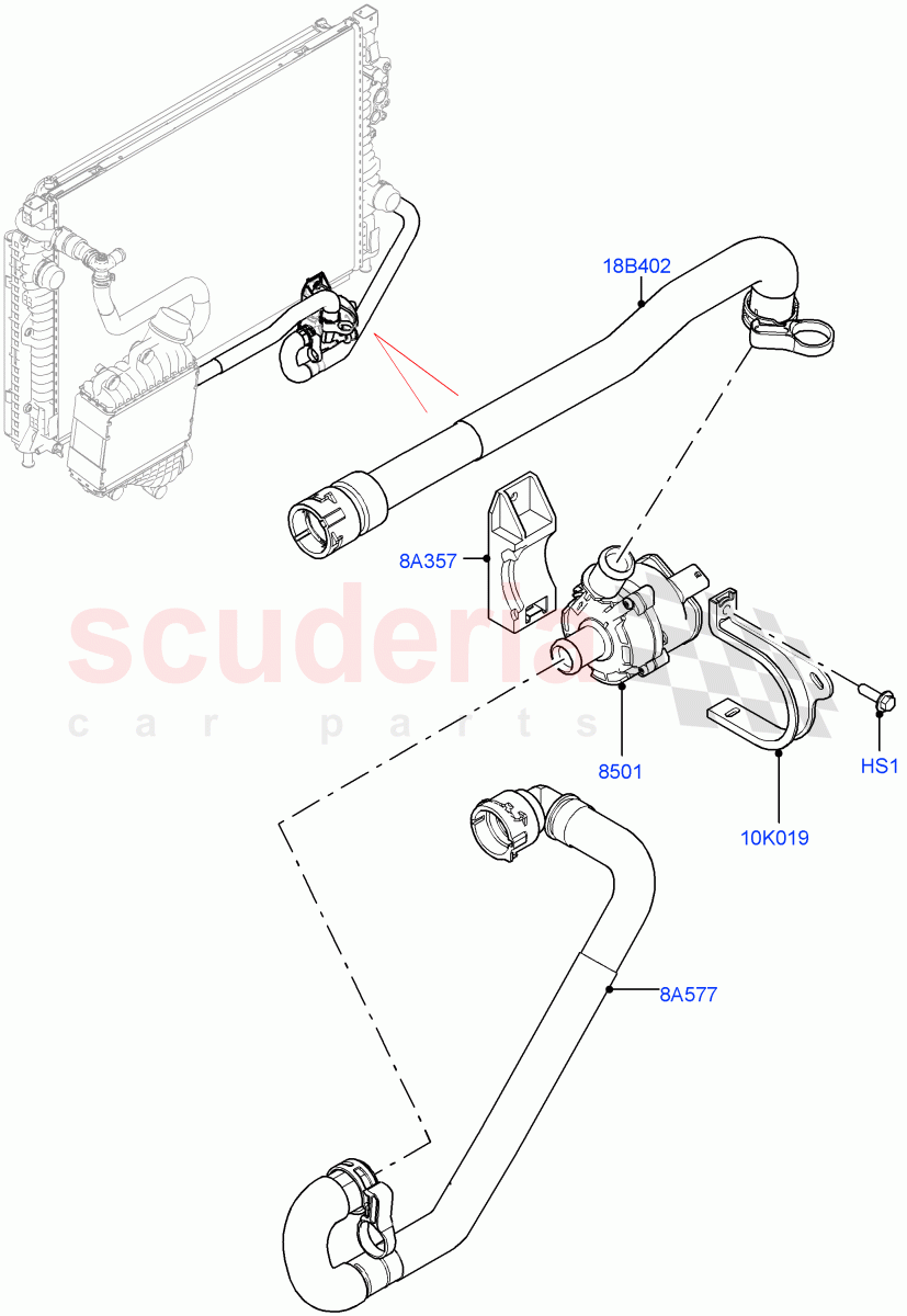 Water Pump (Auxiliary Unit) (2.0L AJ20P4 Petrol Mid PTA, Itatiaia (Brazil), Extra High Engine Cooling, 2.0L AJ20P4 Petrol E100 PTA) of Land Rover Land Rover Range Rover Evoque (2019+) [2.0 Turbo Petrol AJ200P]