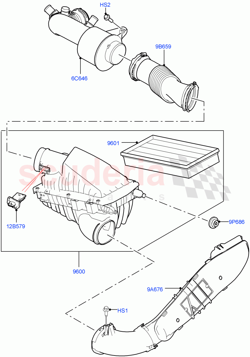 Air Cleaner (Nitra Plant Build) (2.0L I4 High DOHC AJ200 Petrol) ((V) FROMK2000001) of Land Rover Land Rover Discovery 5 (2017+) [2.0 Turbo Petrol AJ200P]