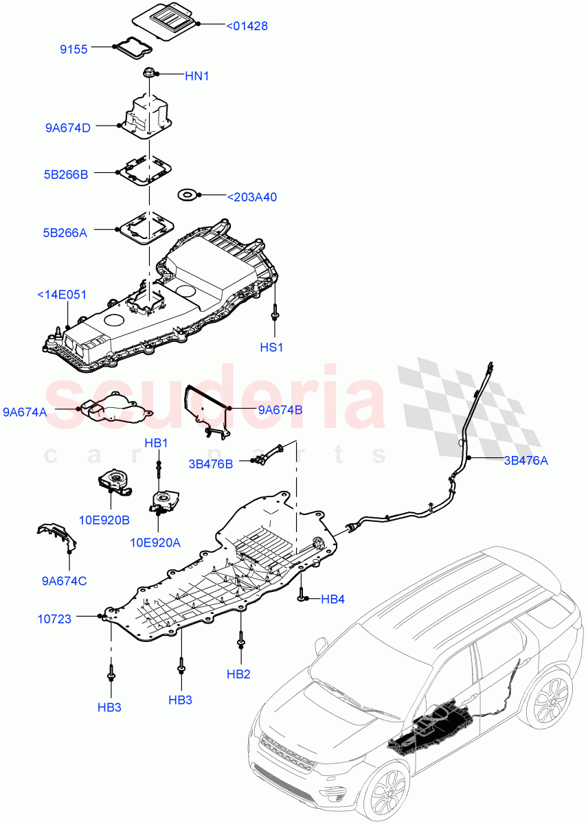 Hybrid Electrical Modules (MHEV Battery Housing, Cooling Ducts and Fans) (Halewood (UK), Electric Engine Battery-MHEV) ((V) FROMLH000001) of Land Rover Land Rover Discovery Sport (2015+) [1.5 I3 Turbo Petrol AJ20P3]