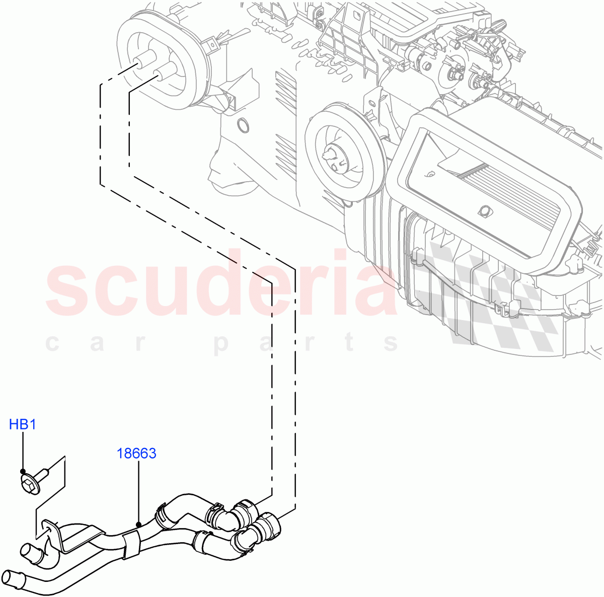 Heater Hoses (With Front Comfort Air Con (IHKA), With Air Conditioning - Front/Rear) ((V) FROMKA000001) of Land Rover Land Rover Range Rover Sport (2014+) [4.4 DOHC Diesel V8 DITC]