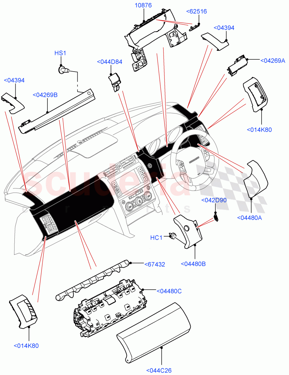 Instrument Panel (Centre, External Components, Solihull Plant Build) ((V) FROMHA000001) of Land Rover Land Rover Discovery 5 (2017+) [2.0 Turbo Petrol AJ200P]