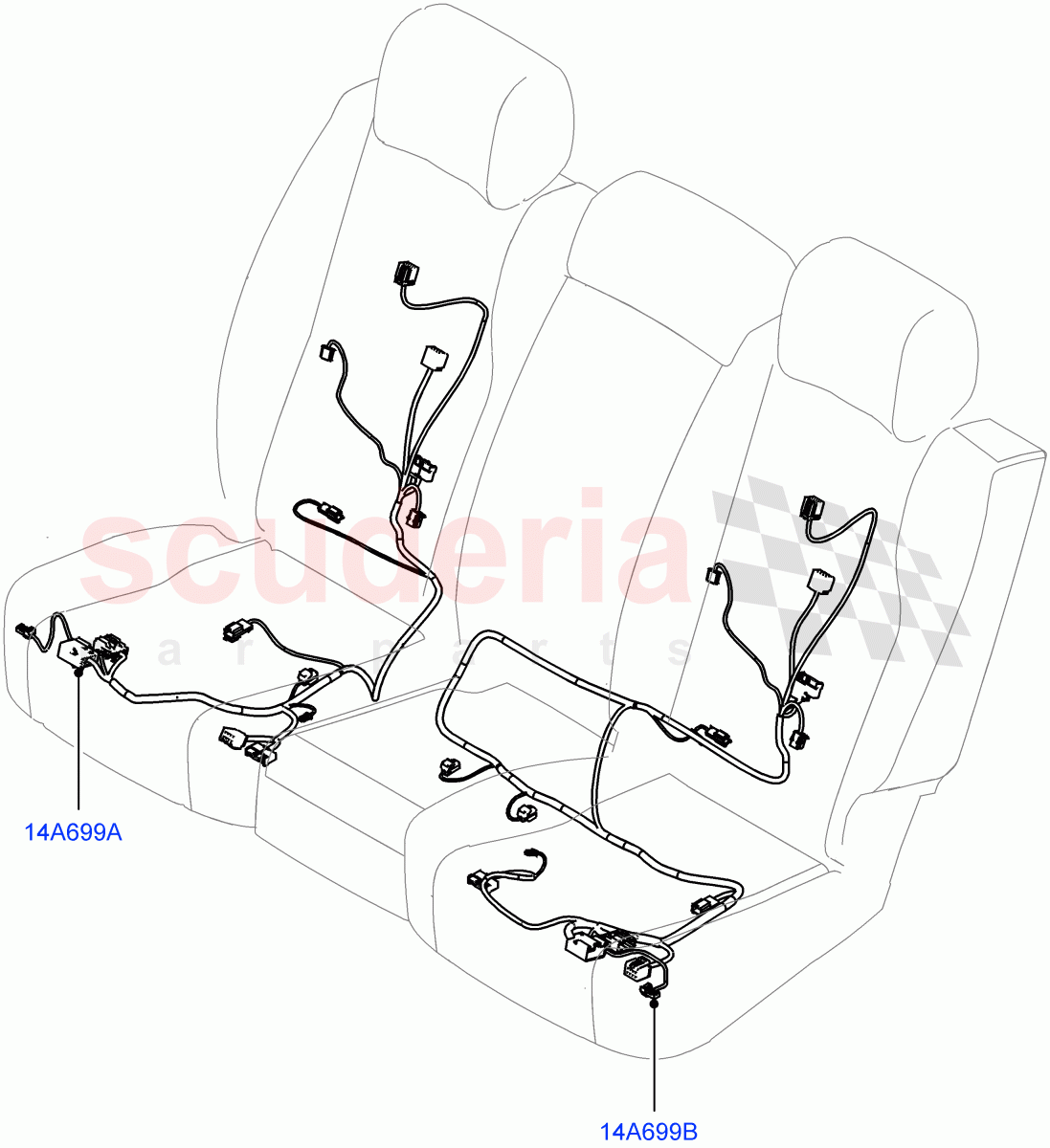 Wiring - Seats (Rear Seats) ((V) TOHA999999) of Land Rover Land Rover Range Rover Sport (2014+) [2.0 Turbo Petrol GTDI]