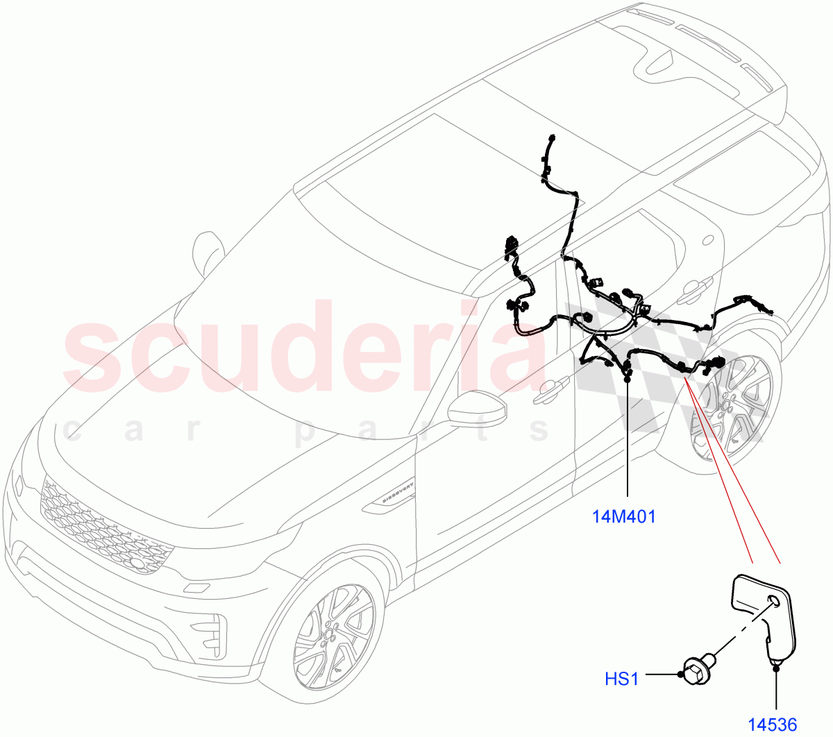 Electrical Wiring - Chassis (Nitra Plant Build) ((V) FROMK2000001) of Land Rover Land Rover Discovery 5 (2017+) [2.0 Turbo Petrol AJ200P]