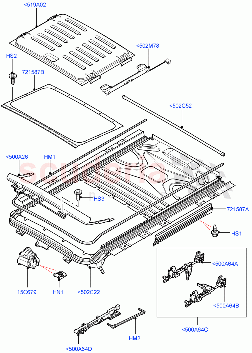 Sliding Roof Mechanism And Controls (Page A) (Less Armoured) ((V) FROMAA000001) of Land Rover Land Rover Range Rover (2010-2012) [5.0 OHC SGDI SC V8 Petrol]