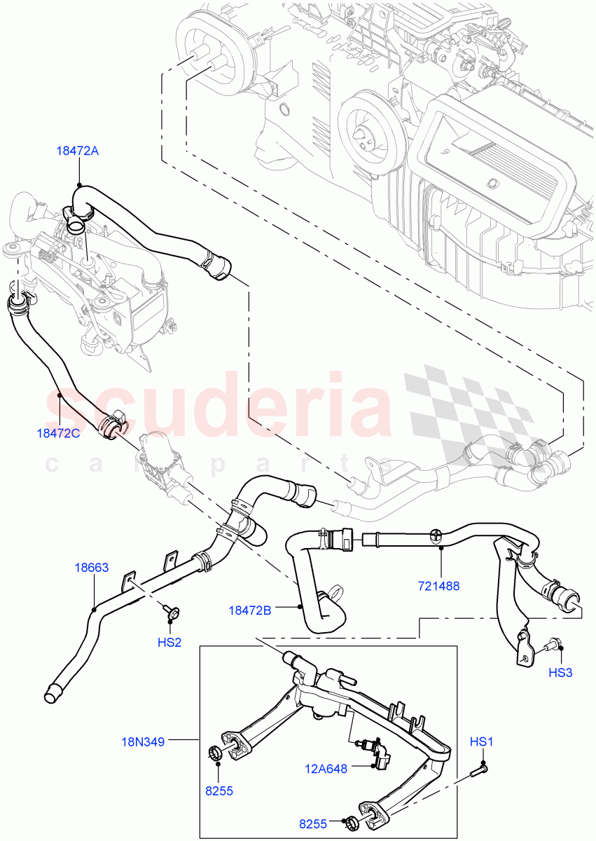 Heater Hoses (Front) (3.0L DOHC GDI SC V6 PETROL, With Fresh Air Heater, With Fuel Fired Heater) ((V) FROMEA000001, (V) TOHA999999) of Land Rover Land Rover Range Rover (2012-2021) [5.0 OHC SGDI SC V8 Petrol]