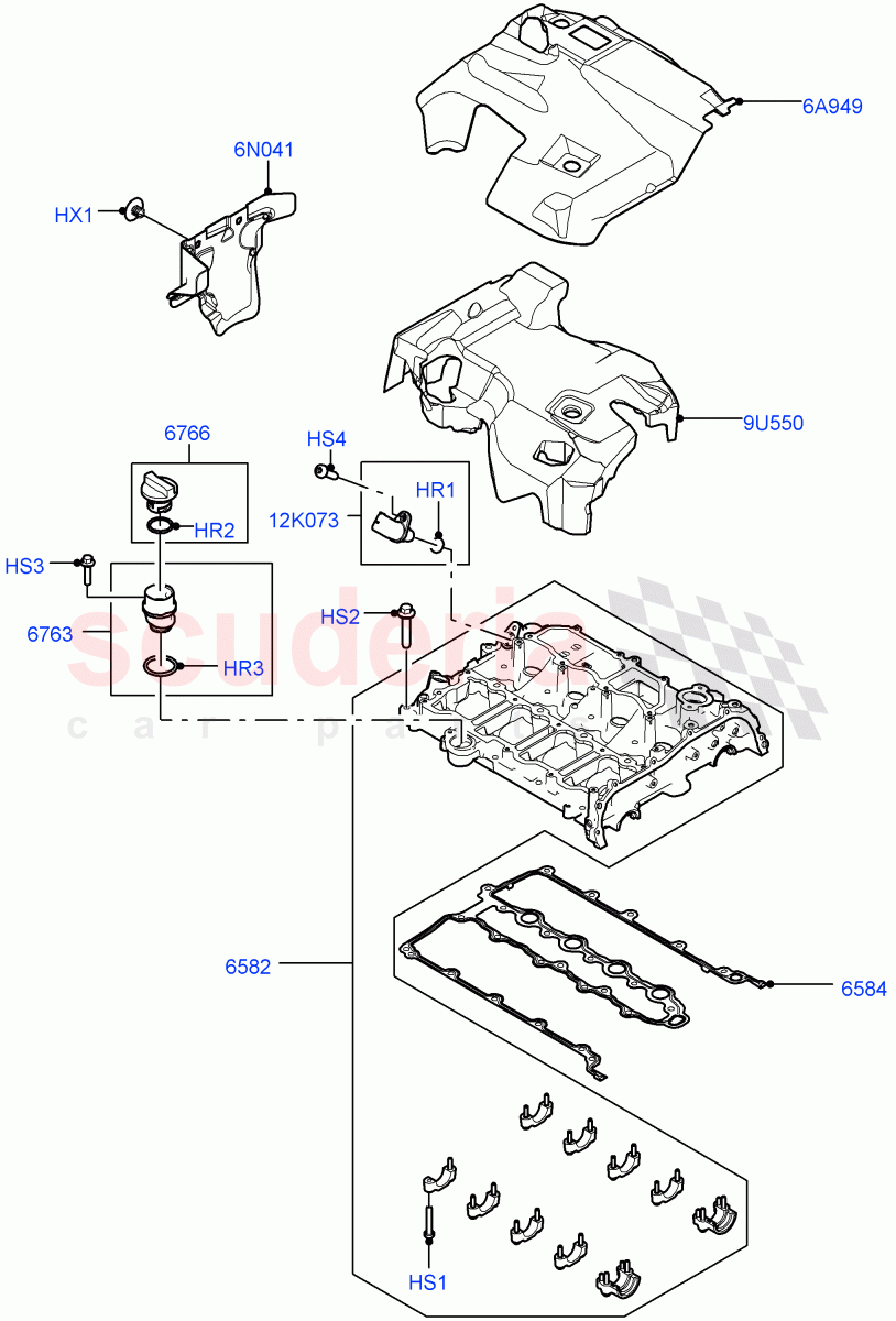 Cylinder Head Cover (2.0L I4 High DOHC AJ200 Petrol, Changsu (China), 2.0L I4 Mid DOHC AJ200 Petrol) of Land Rover Land Rover Range Rover Evoque (2012-2018) [2.0 Turbo Petrol AJ200P]