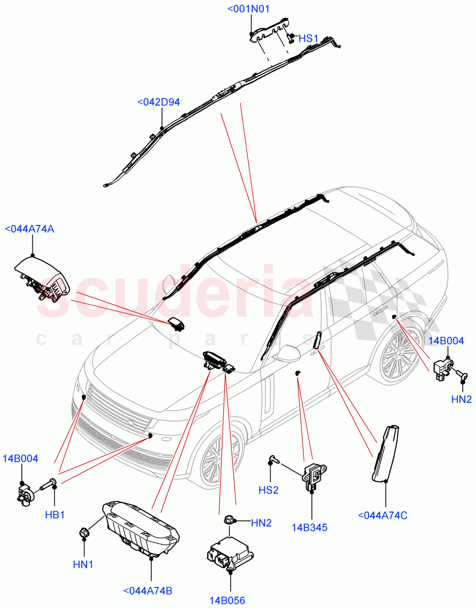Airbag System (Airbag Modules) of Land Rover Land Rover Range Rover (2022+) [4.4 V8 Turbo Petrol NC10]