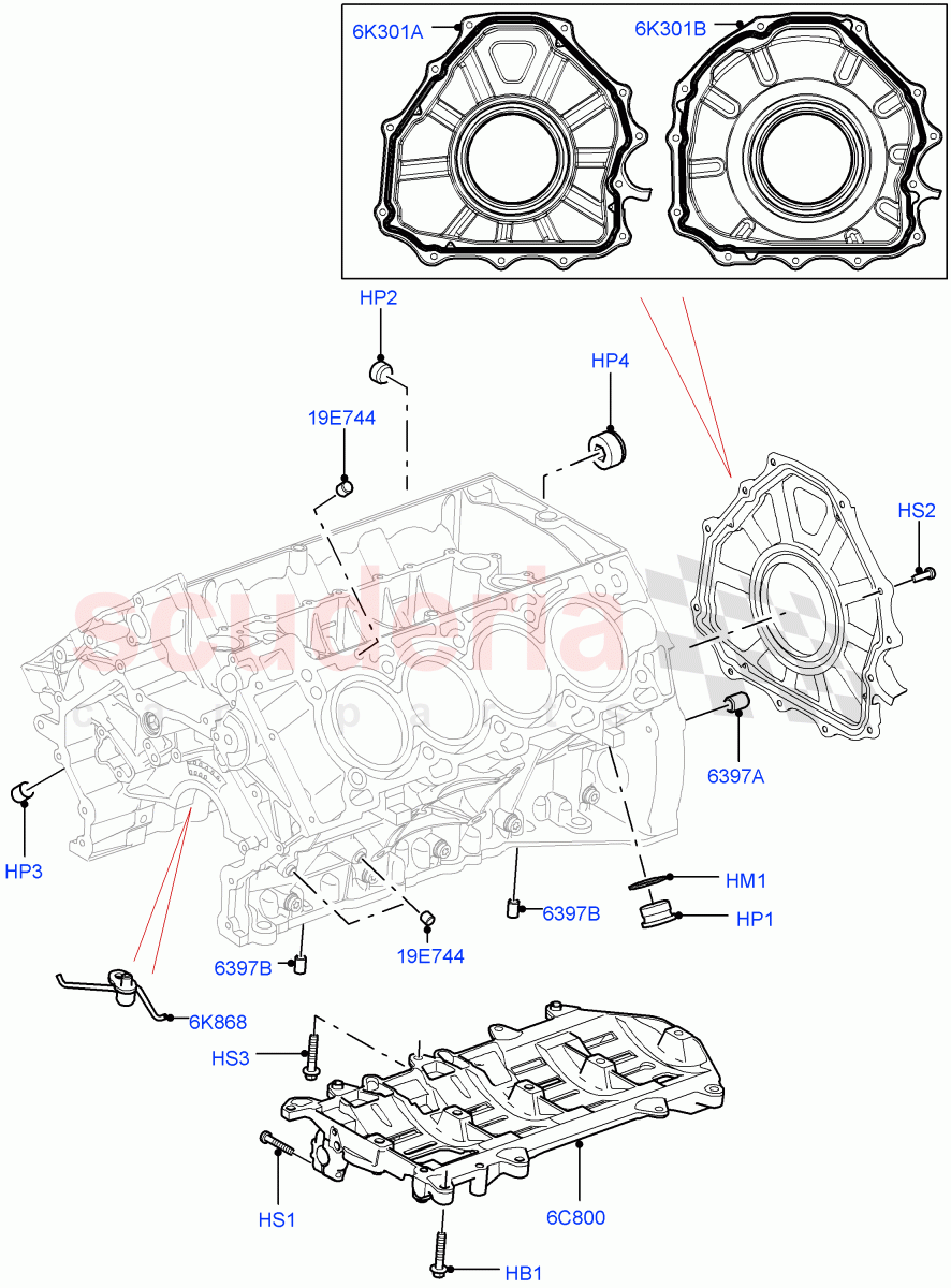 Cylinder Block And Plugs (5.0L OHC SGDI SC V8 Petrol - AJ133) ((V) FROMAA000001) of Land Rover Land Rover Range Rover (2010-2012) [5.0 OHC SGDI SC V8 Petrol]
