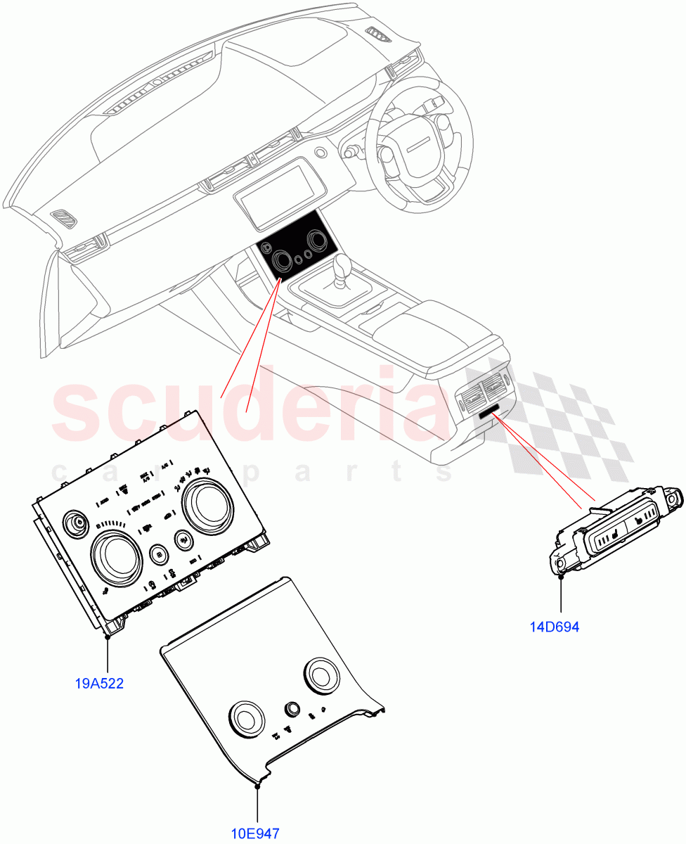 Heater & Air Conditioning Controls (Halewood (UK)) of Land Rover Land Rover Range Rover Evoque (2019+) [2.0 Turbo Diesel AJ21D4]