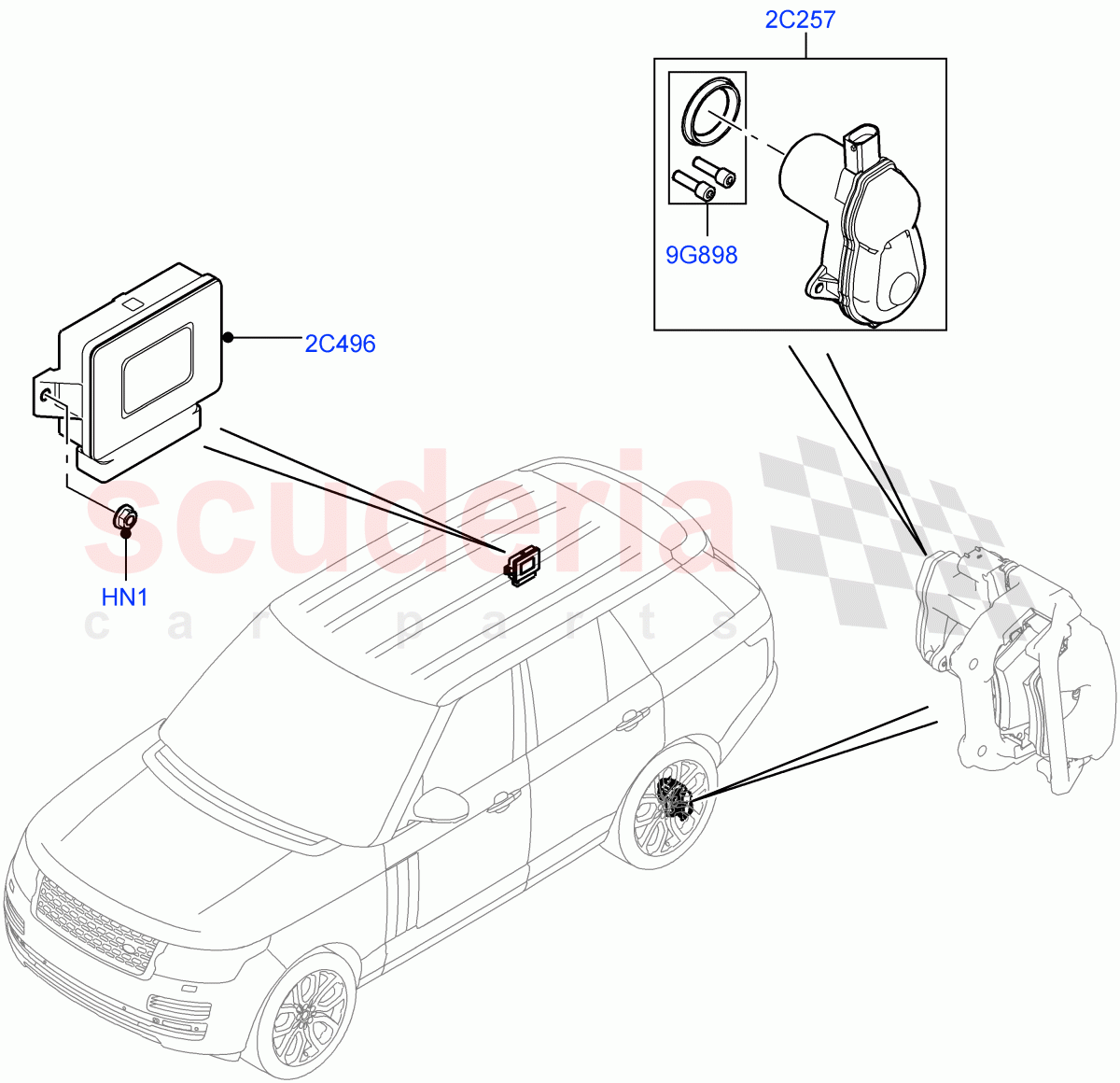 Parking Brake (Electric Parking Brake Actuator And Cables) of Land Rover Land Rover Range Rover (2012-2021) [2.0 Turbo Petrol AJ200P]