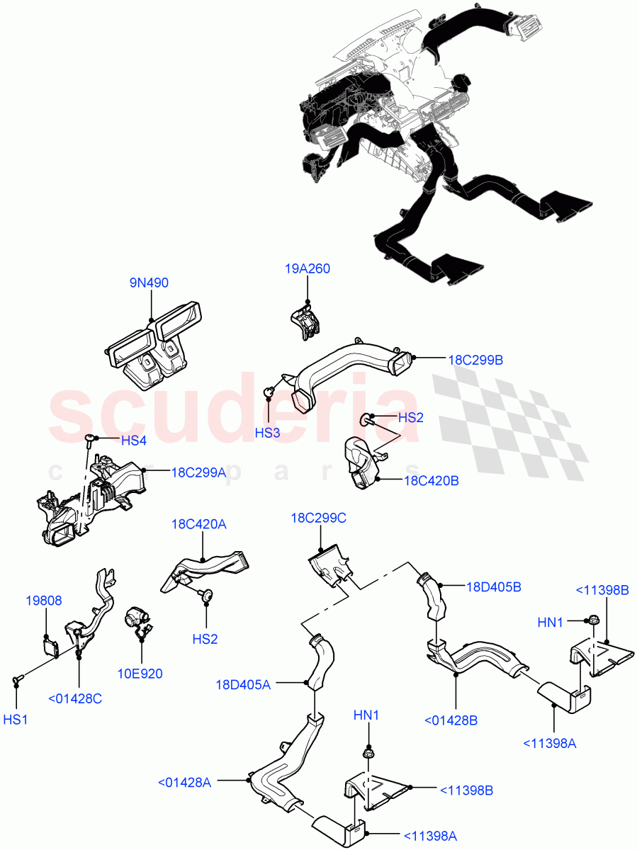 Air Vents, Louvres And Ducts (Internal Components) (LHD, Halewood (UK), Head Up Display) ((V) TOKH999999) of Land Rover Land Rover Discovery Sport (2015+) [2.0 Turbo Petrol GTDI]
