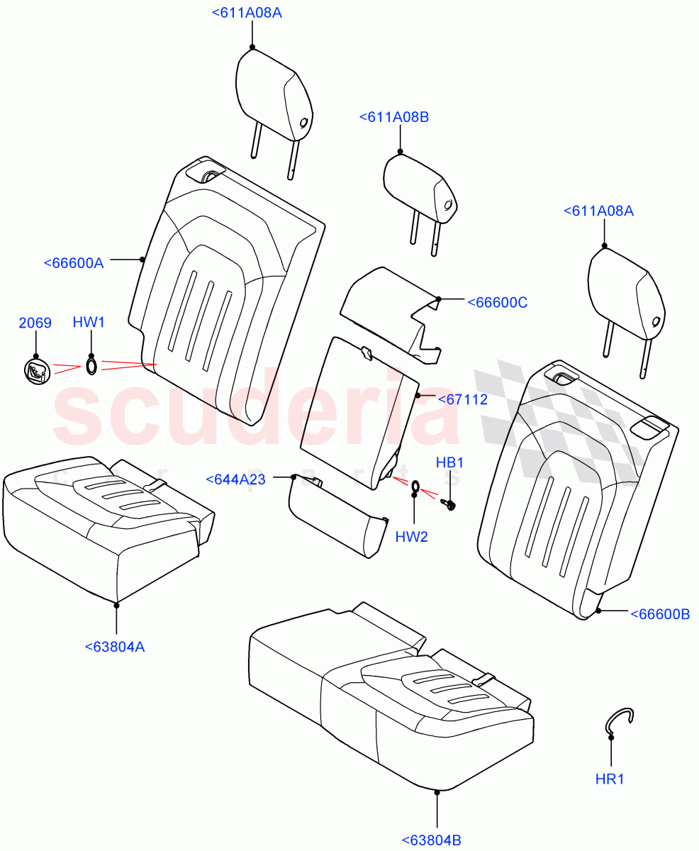 Rear Seat Covers (Standard Wheelbase, Windsor Perforated/Windsor/Windsor, With 40/20/40 Split Fold Rear Seat) of Land Rover Land Rover Defender (2020+) [2.0 Turbo Petrol AJ200P]