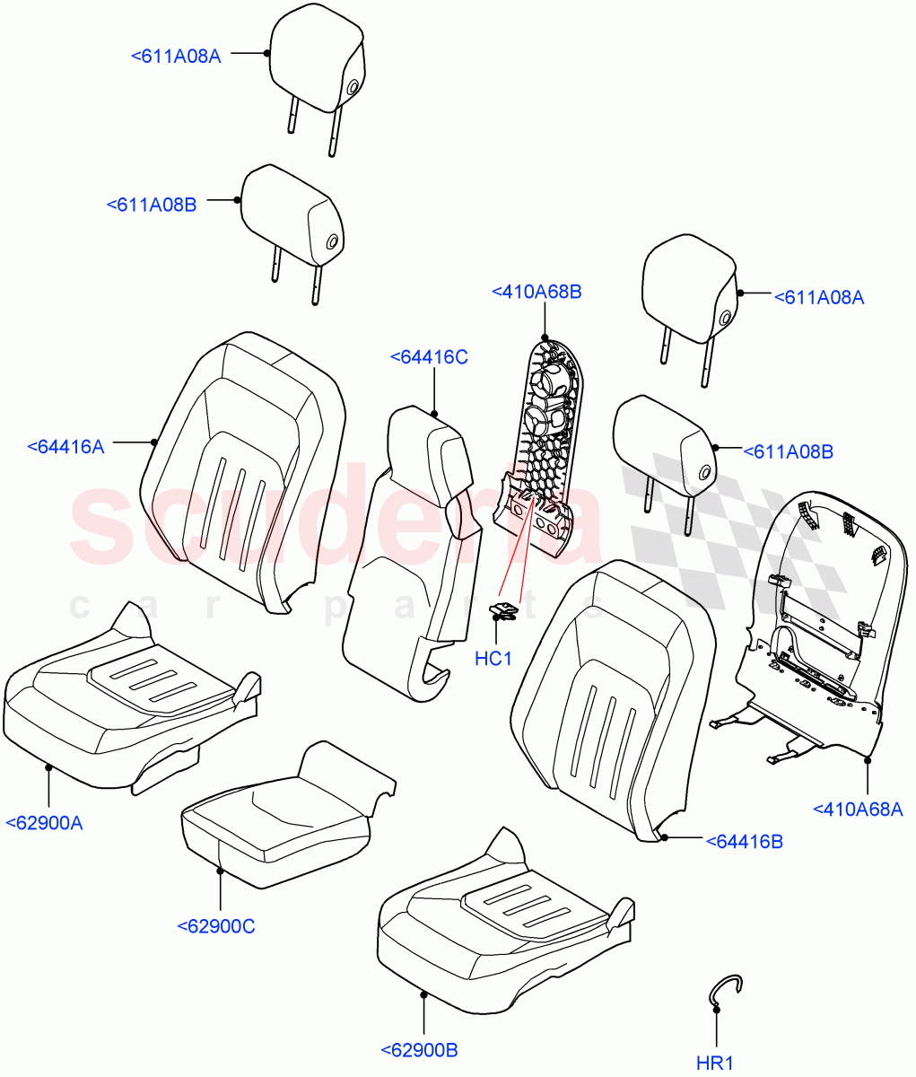 Front Seat Covers (Standard Wheelbase, Ebony Black/Ebony Black Interior, Miko Perf/ PVC, Short Wheelbase) of Land Rover Land Rover Defender (2020+) [5.0 OHC SGDI SC V8 Petrol]