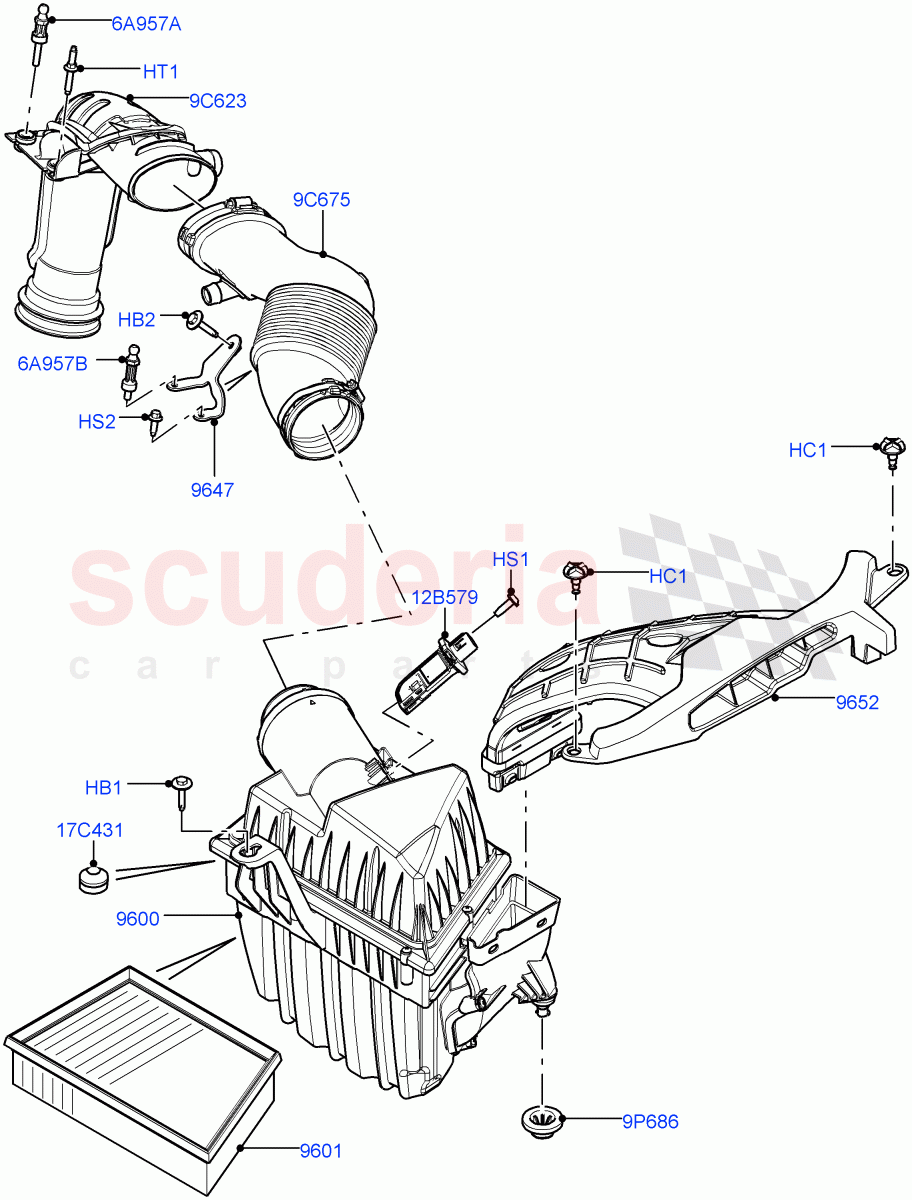 Air Cleaner (2.0L 16V TIVCT T/C 240PS Petrol, Changsu (China)) ((V) FROMEG000001) of Land Rover Land Rover Range Rover Evoque (2012-2018) [2.0 Turbo Petrol GTDI]