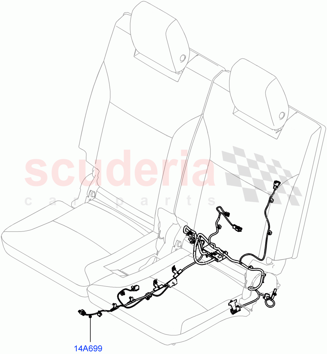 Wiring - Seats (Solihull Plant Build, Rear Seats, 3rd Row) (With 7 Seat Configuration) ((V) FROMHA000001) of Land Rover Land Rover Discovery 5 (2017+) [3.0 I6 Turbo Diesel AJ20D6]