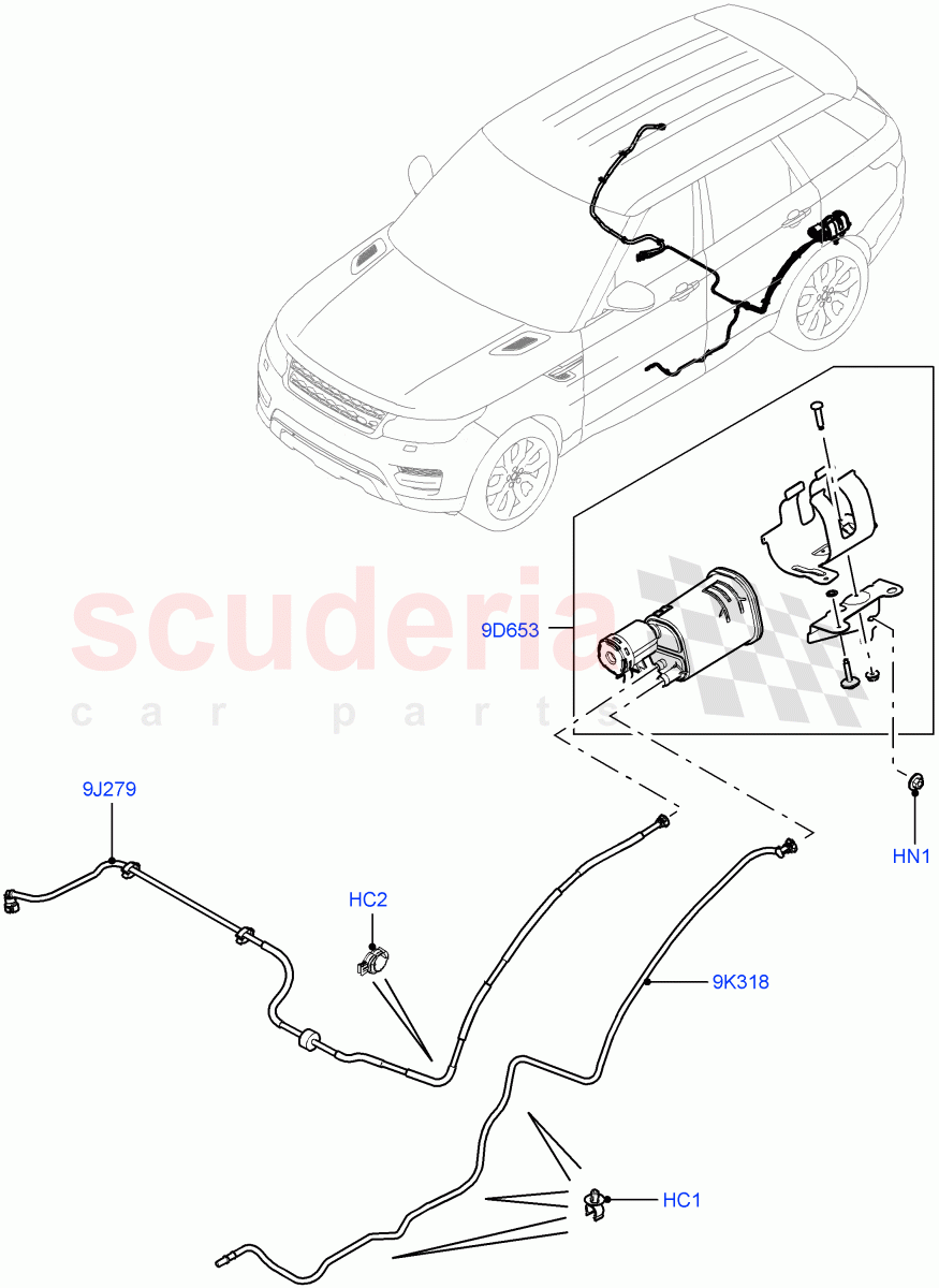 Fuel Lines (Rear) (5.0L OHC SGDI SC V8 Petrol - AJ133, Fuel Tank Filler Neck - Unleaded, 5.0L P AJ133 DOHC CDA S/C Enhanced, 5.0 Petrol AJ133 DOHC CDA) ((V) TOJA999999) of Land Rover Land Rover Range Rover Sport (2014+) [5.0 OHC SGDI SC V8 Petrol]