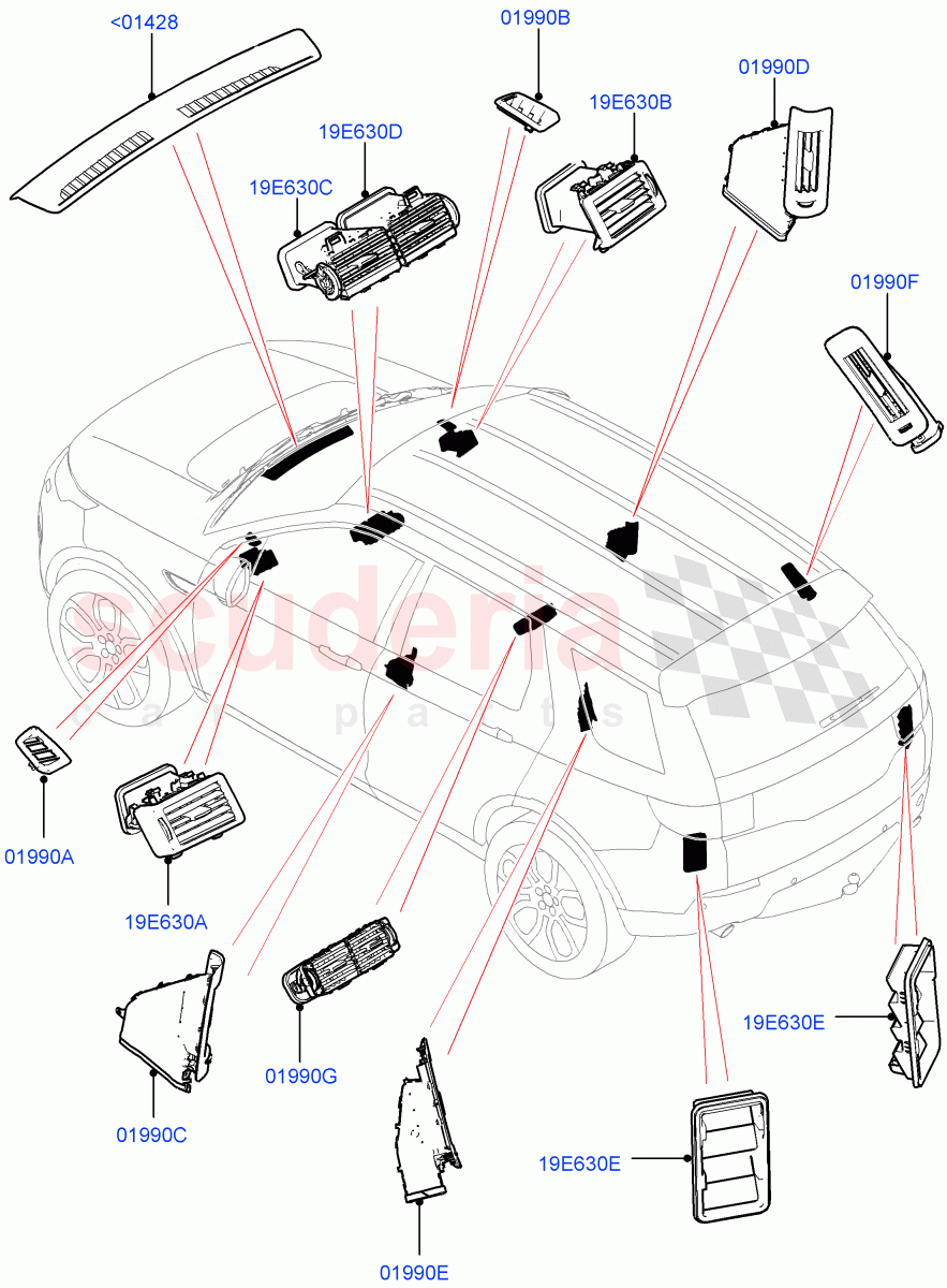 Air Vents, Louvres And Ducts (External Components) (Changsu (China)) ((V) FROMFG000001) of Land Rover Land Rover Discovery Sport (2015+) [2.0 Turbo Petrol GTDI]
