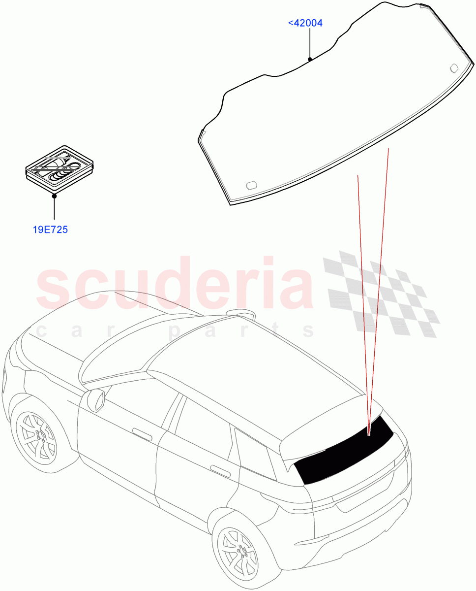 Back Window Glass (Changsu (China)) of Land Rover Land Rover Range Rover Evoque (2019+) [1.5 I3 Turbo Petrol AJ20P3]