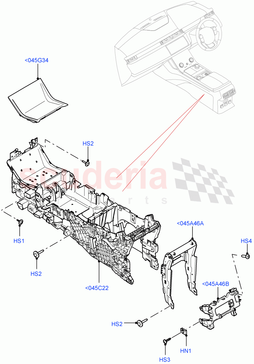 Console - Floor (Internal Components) of Land Rover Land Rover Range Rover Velar (2017+) [3.0 I6 Turbo Diesel AJ20D6]
