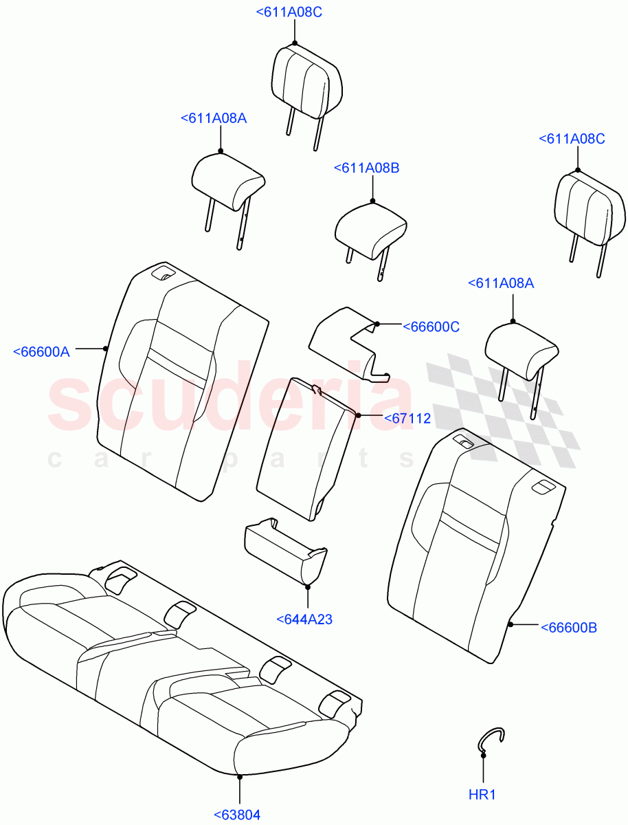 Rear Seat Covers (Luxtec Seats, Changsu (China)) of Land Rover Land Rover Range Rover Evoque (2019+) [2.0 Turbo Diesel AJ21D4]